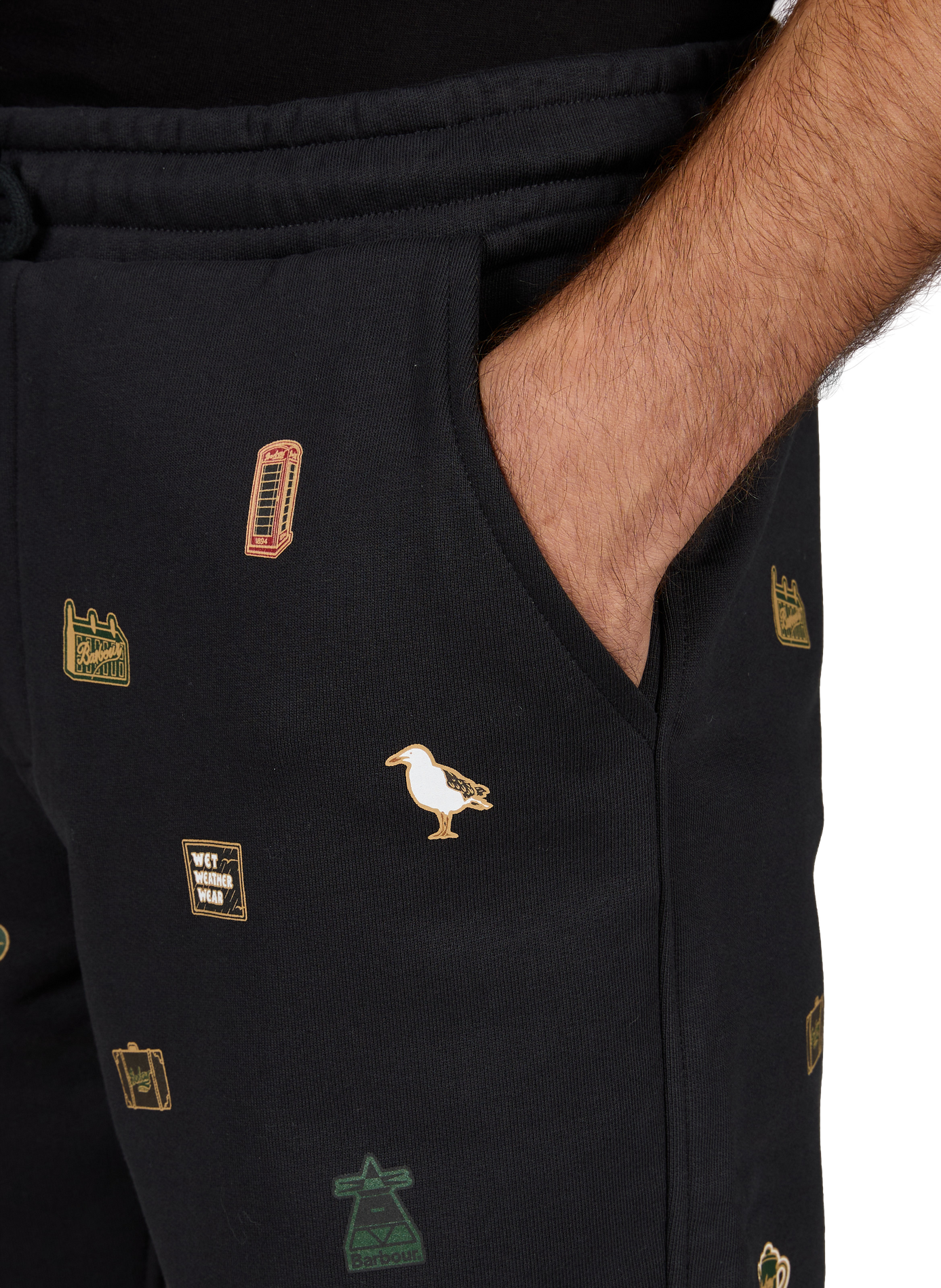 Printed cotton straight shorts BARBOUR Black