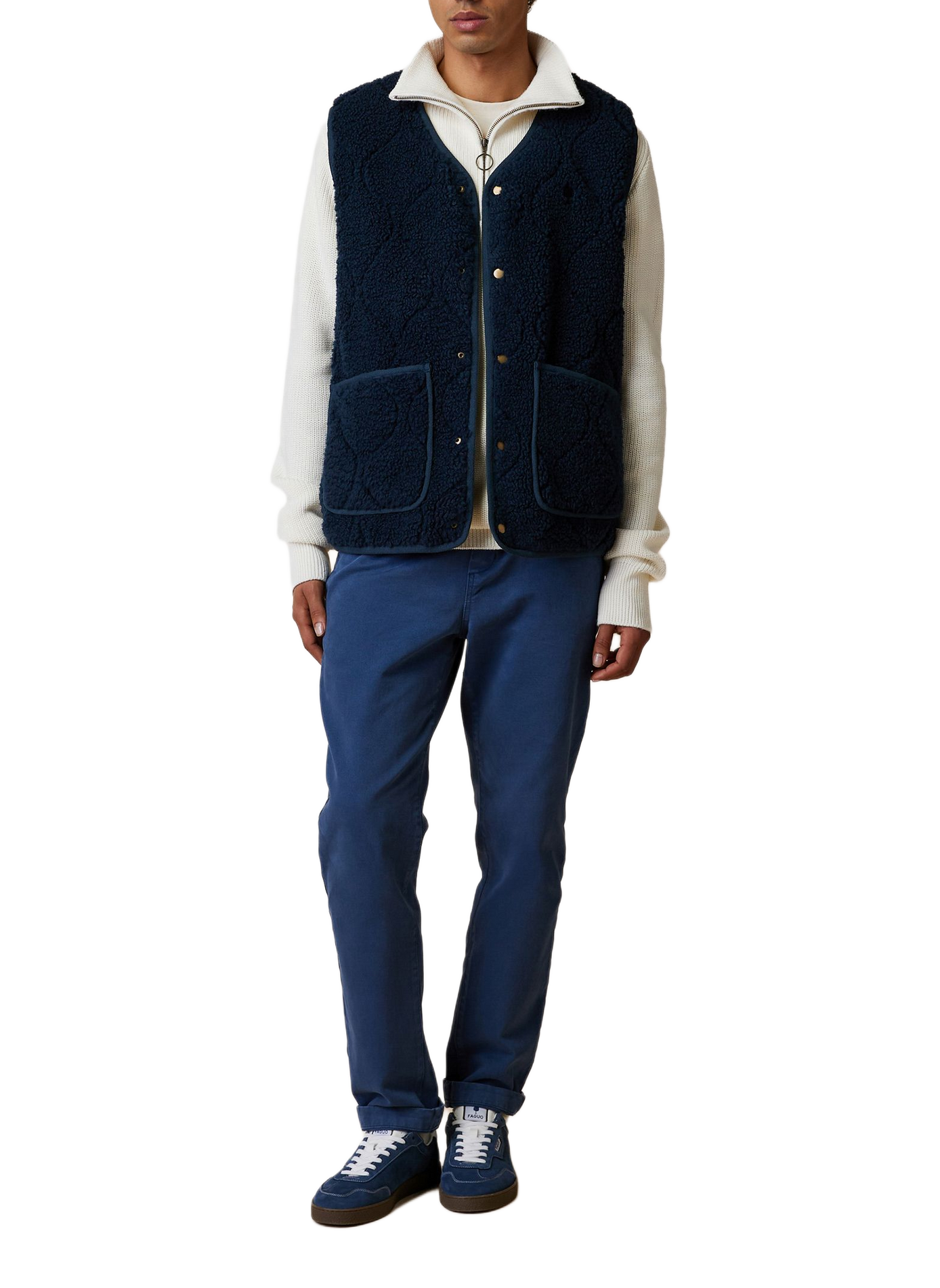 Reversible sleeveless jacket in cotton blend FAGUO Blue