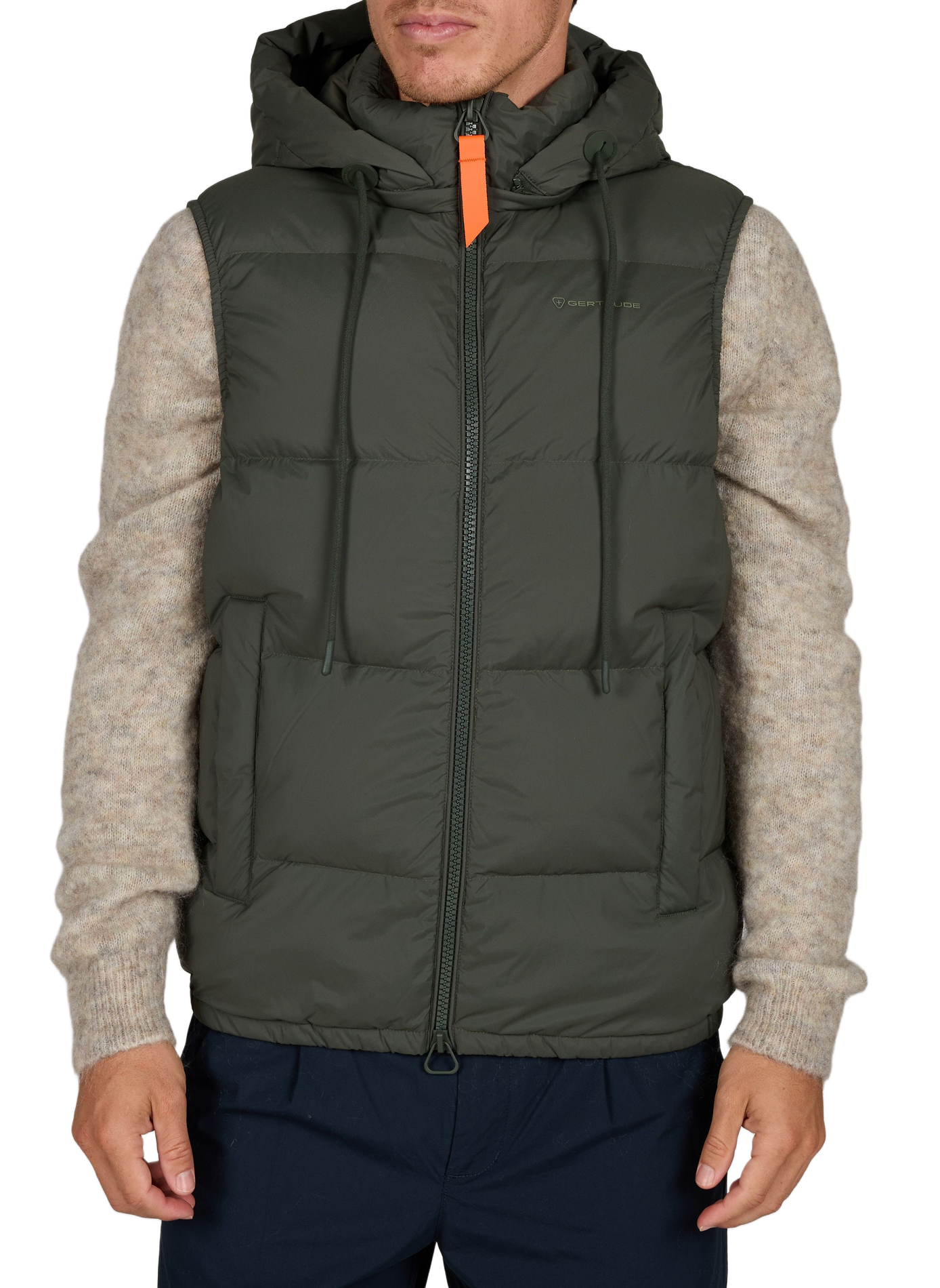 Sleeveless quilted hooded puffer jacket GERTRUDE Green