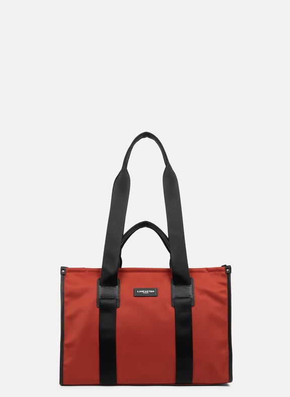 Grand sac cabas épaule - basic faculty Rouge by LANCASTER LANCASTER Grand sac cabas épaule - basic faculty Rouge