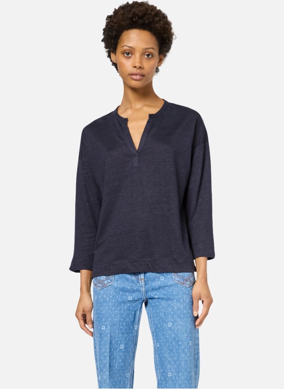 T-shirt tunisien en lin - gretta Bleu by GERARD DAREL GERARD DAREL T-shirt tunisien en lin - gretta Bleu