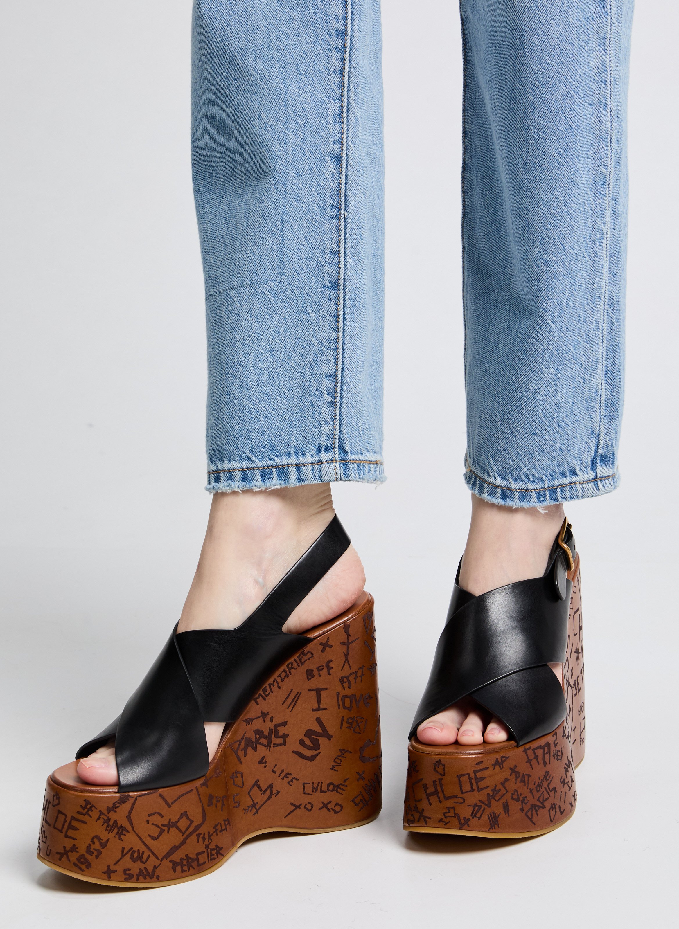 Maxime wedge sandals CHLOÉ Black