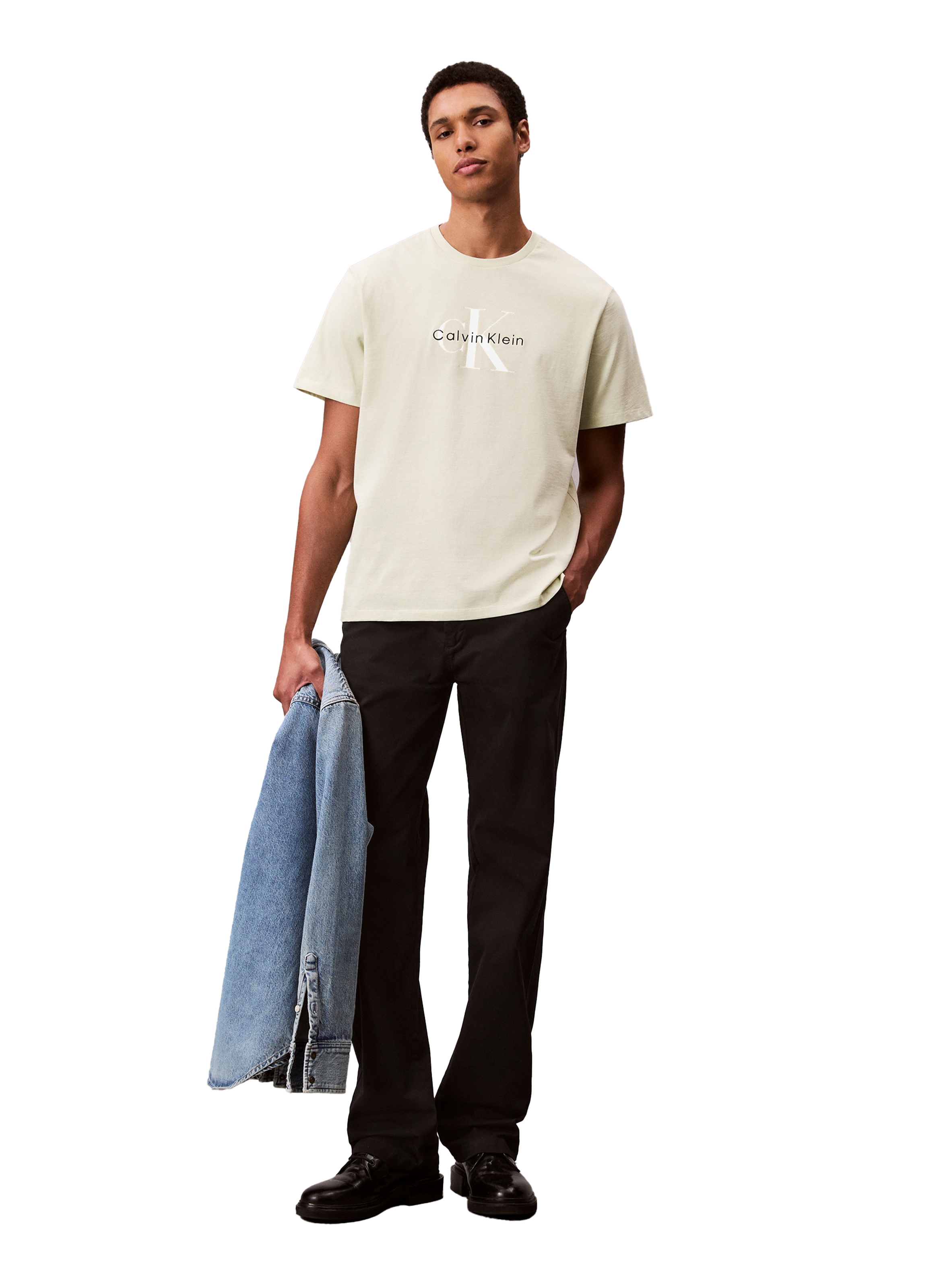 T-shirt col rond en coton CALVIN KLEIN Vert