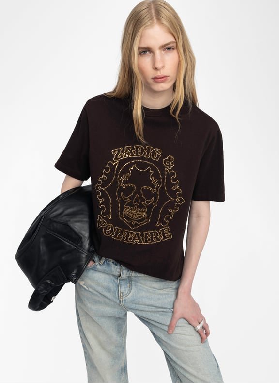 Tee-shirt oversize à motif strass edwin Marron by ZADIG&VOLTAIRE ZADIG&VOLTAIRE Tee-shirt oversize à motif strass edwin Marron