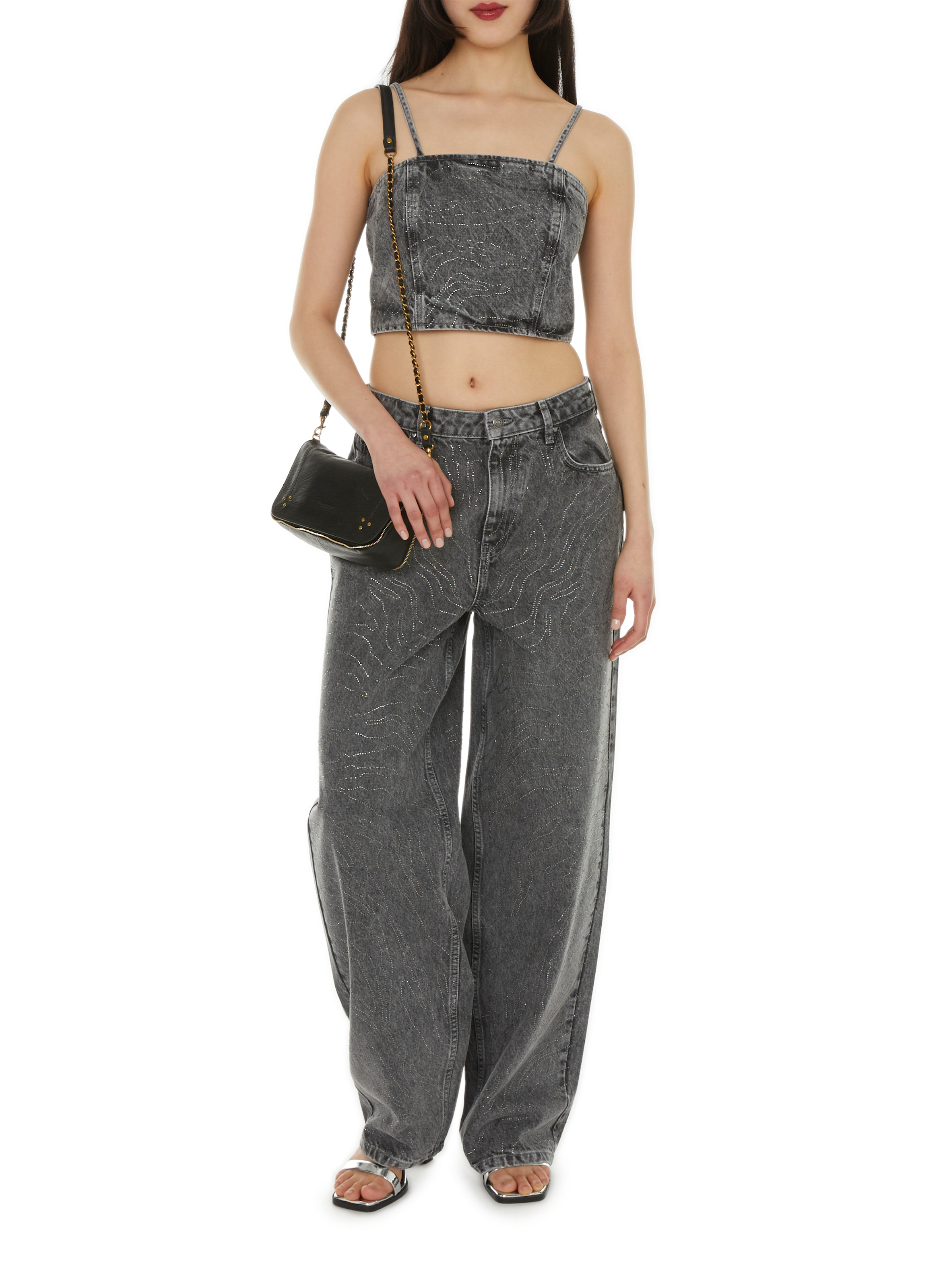 Jean large avec ornements ROTATE Gris