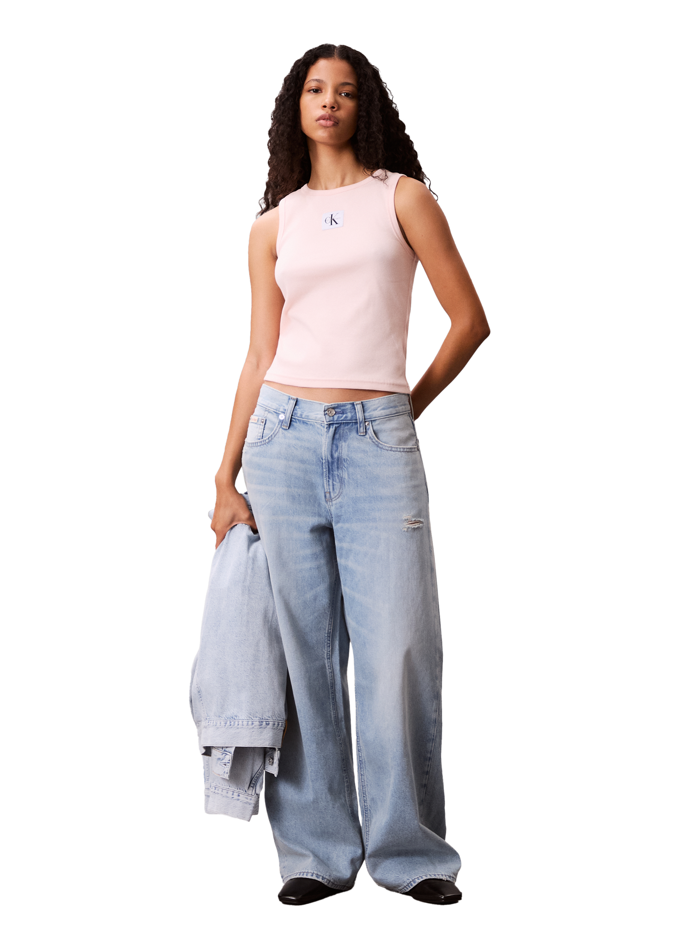 Ribbed cotton tank top CALVIN KLEIN Pink