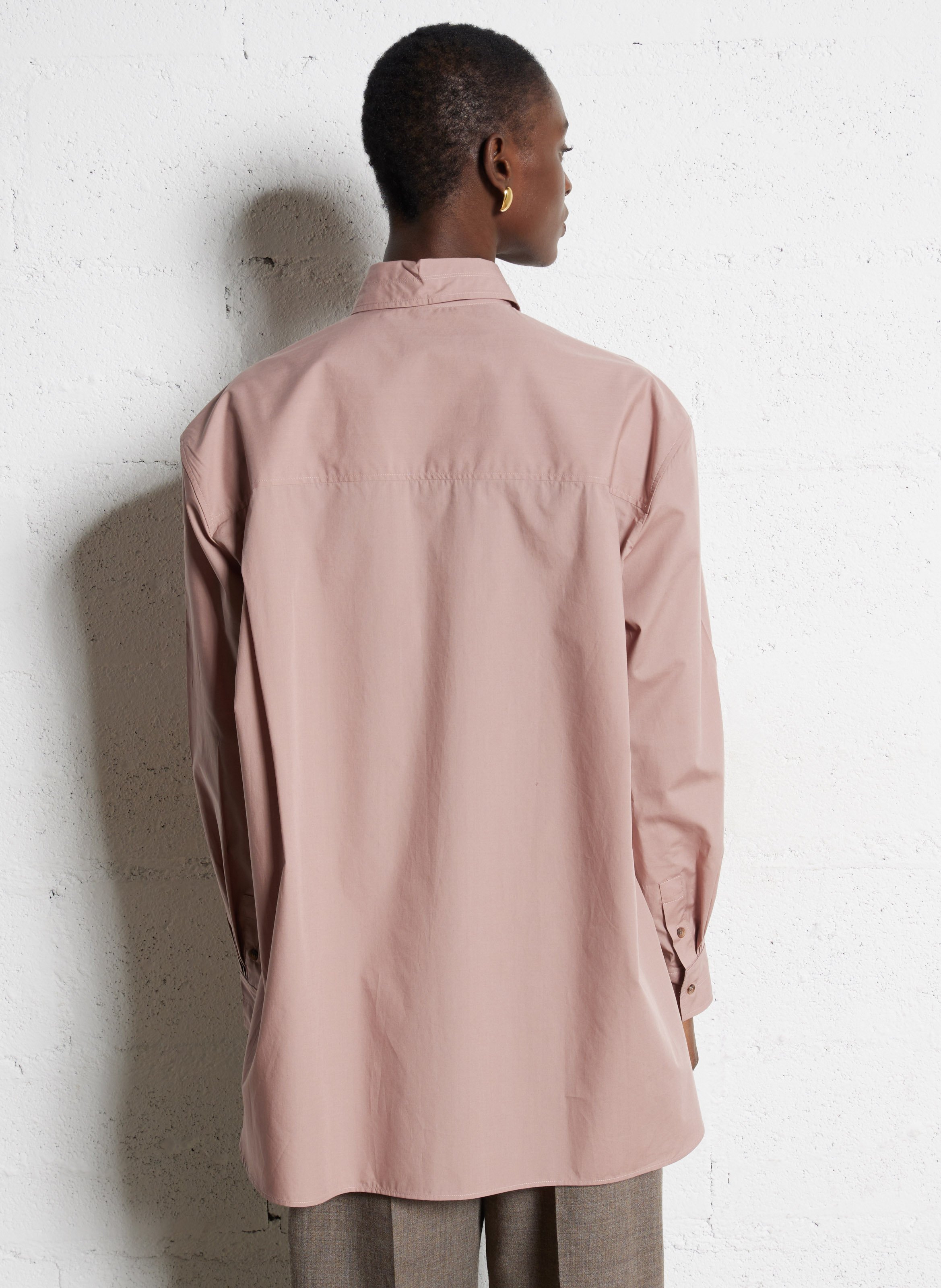 Chemise oversize en coton bio grenade SOEUR Rose