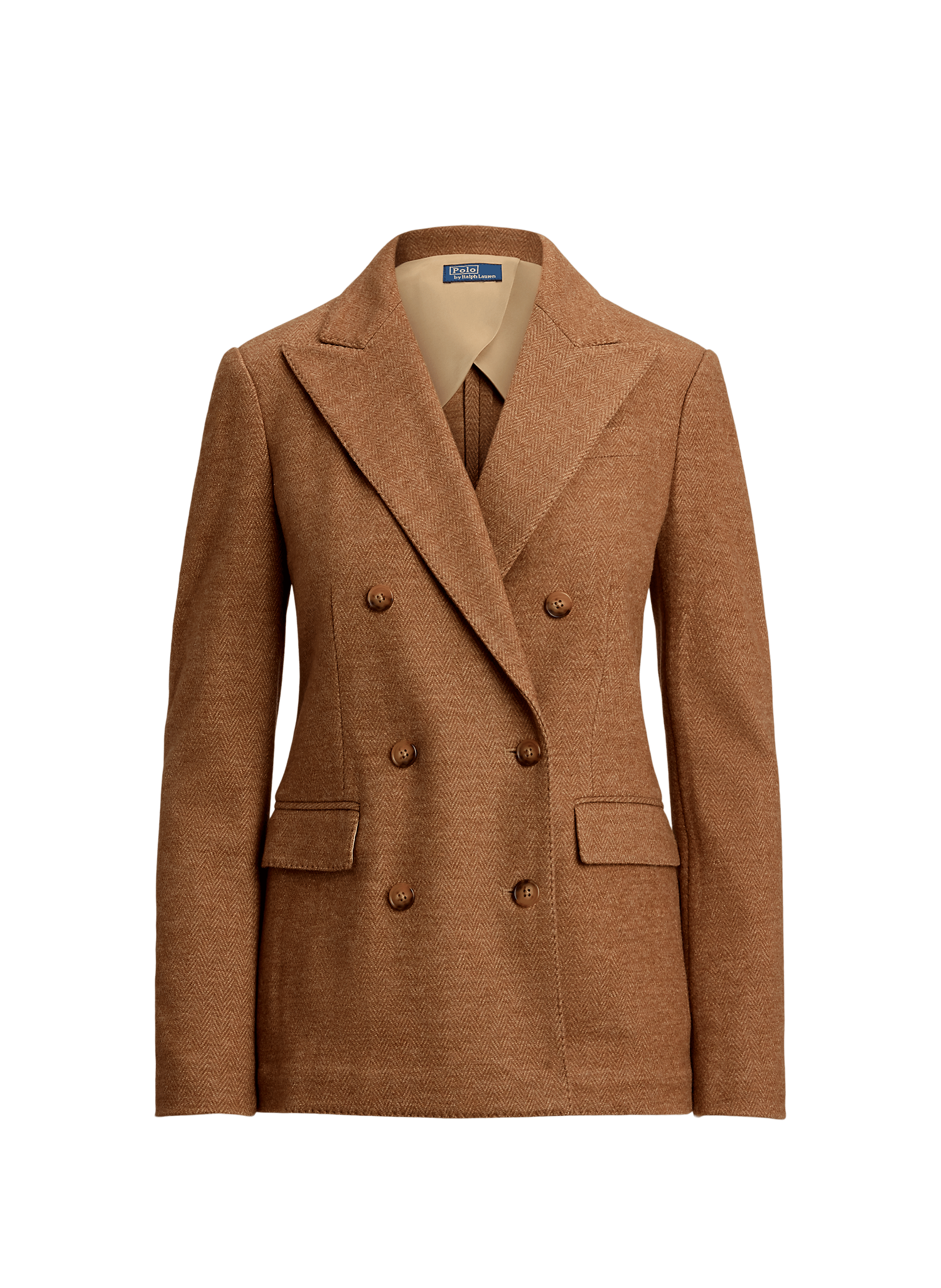 Blazer col tailleur en laine et coton POLO RALPH LAUREN Marron
