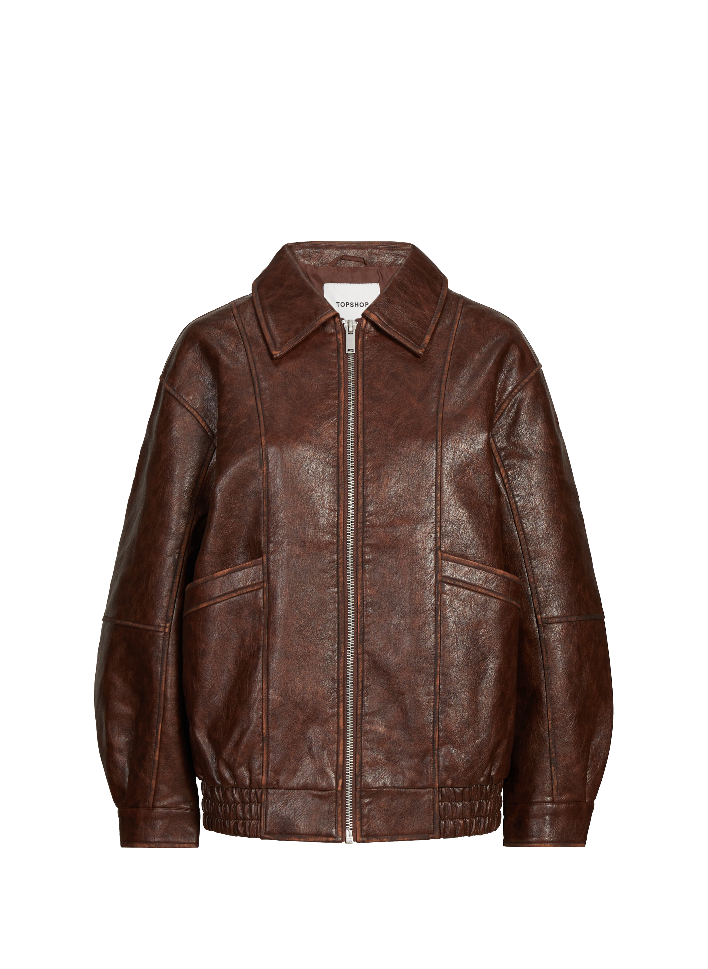 Oversized jacket with classic collar TOPSHOP Brown