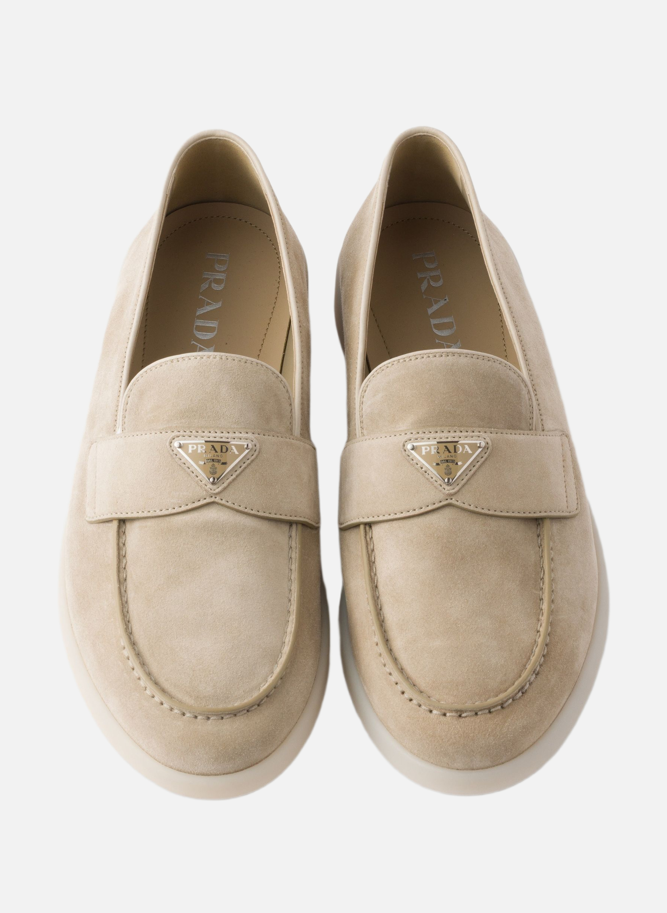 Mocassins en veau velours PRADA Beige