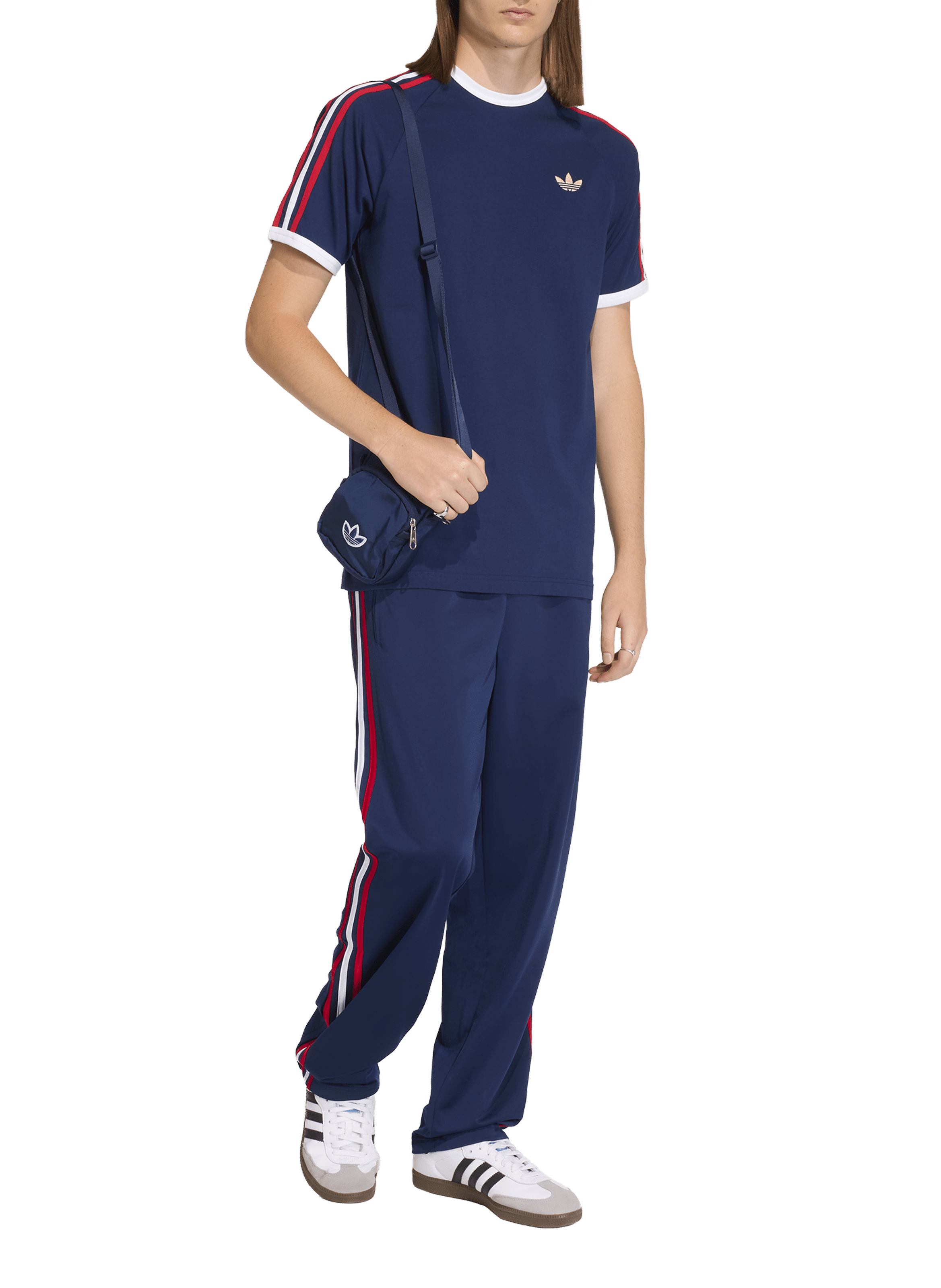 Short-sleeved embroidered cotton T-shirt ADIDAS Blue