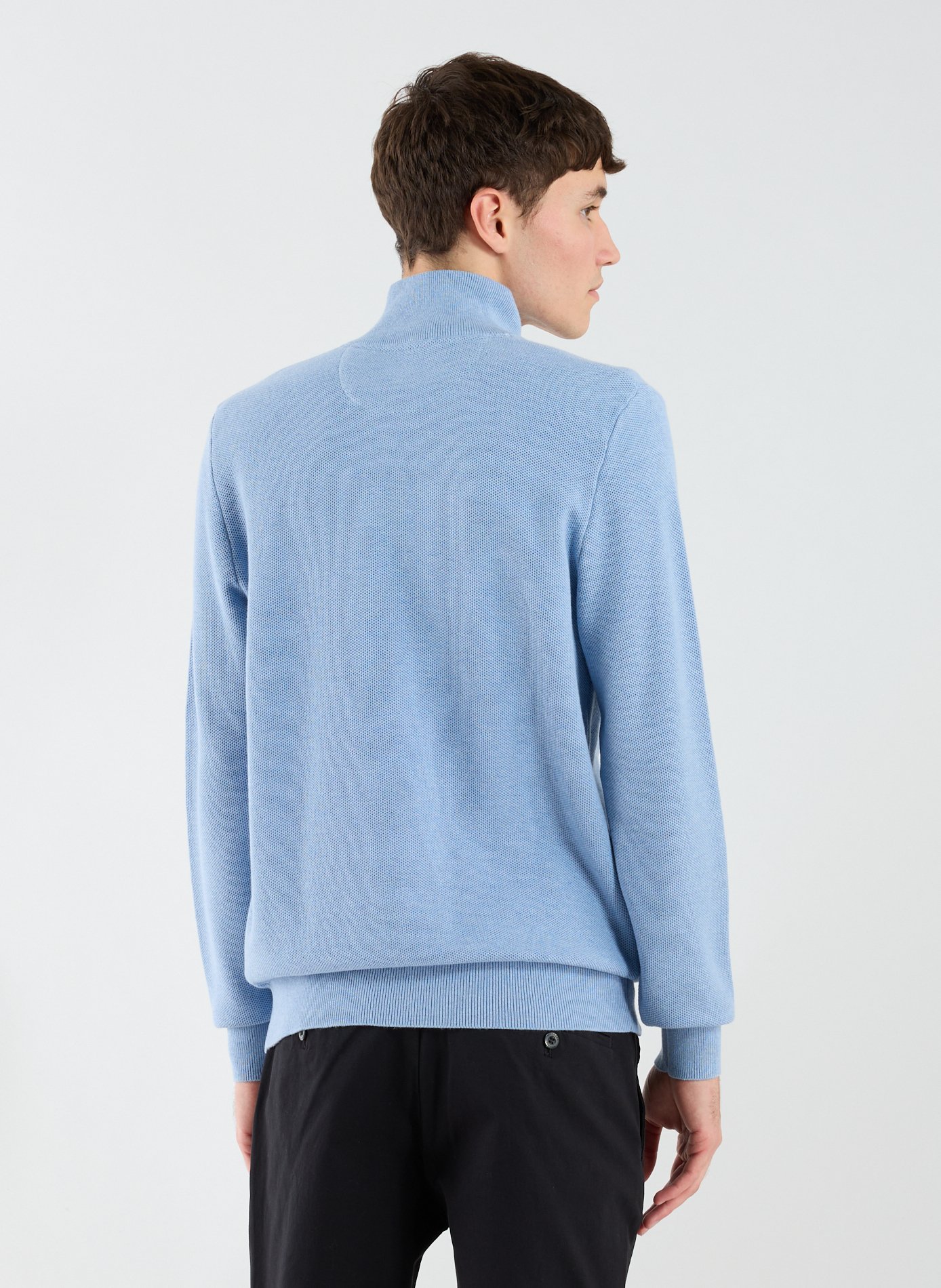 Pull col zippé en coton EDEN PARK Bleu