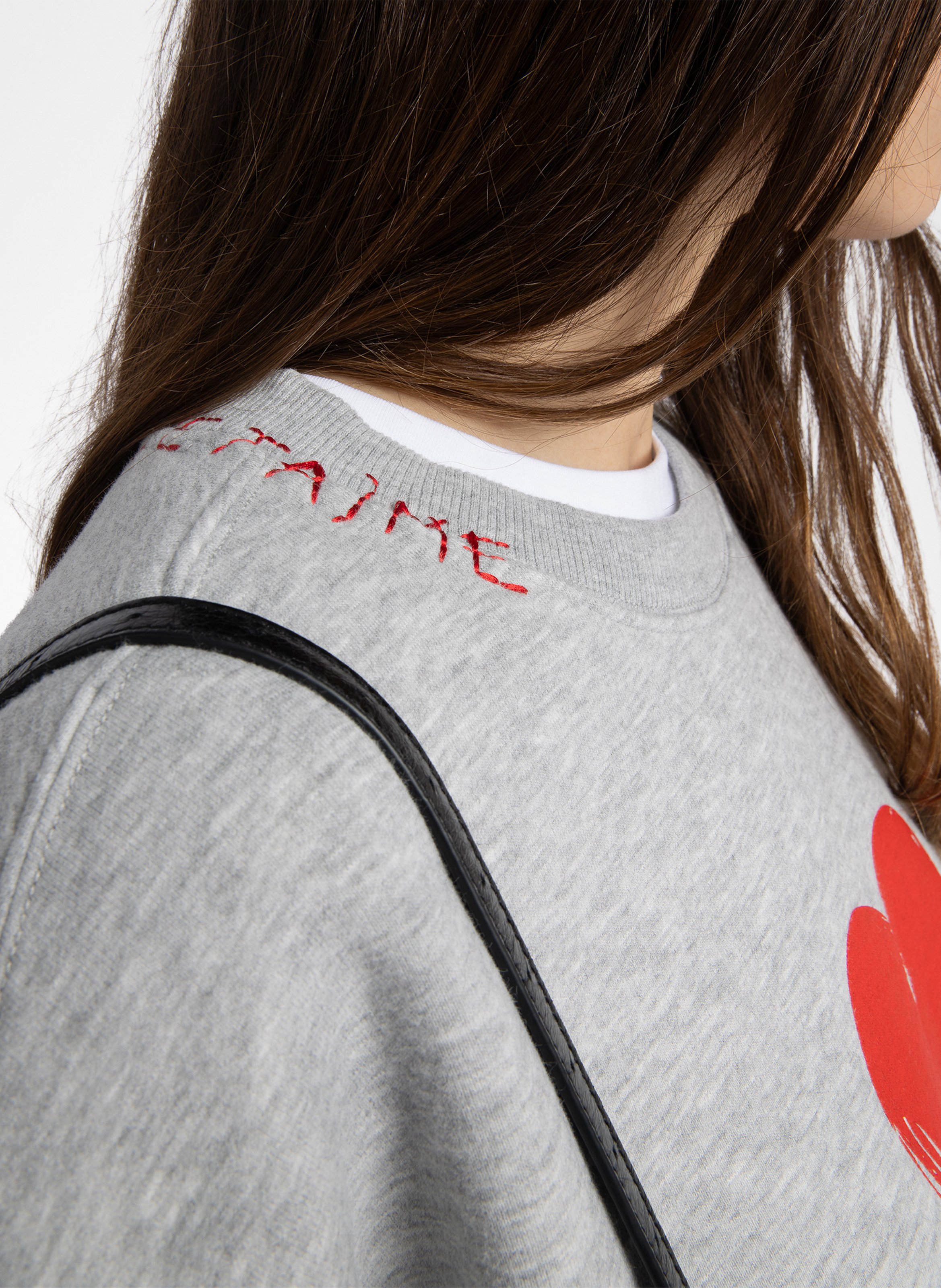 Sweatshirt col rond imprimé et brodé oscar ZADIG&VOLTAIRE Gris