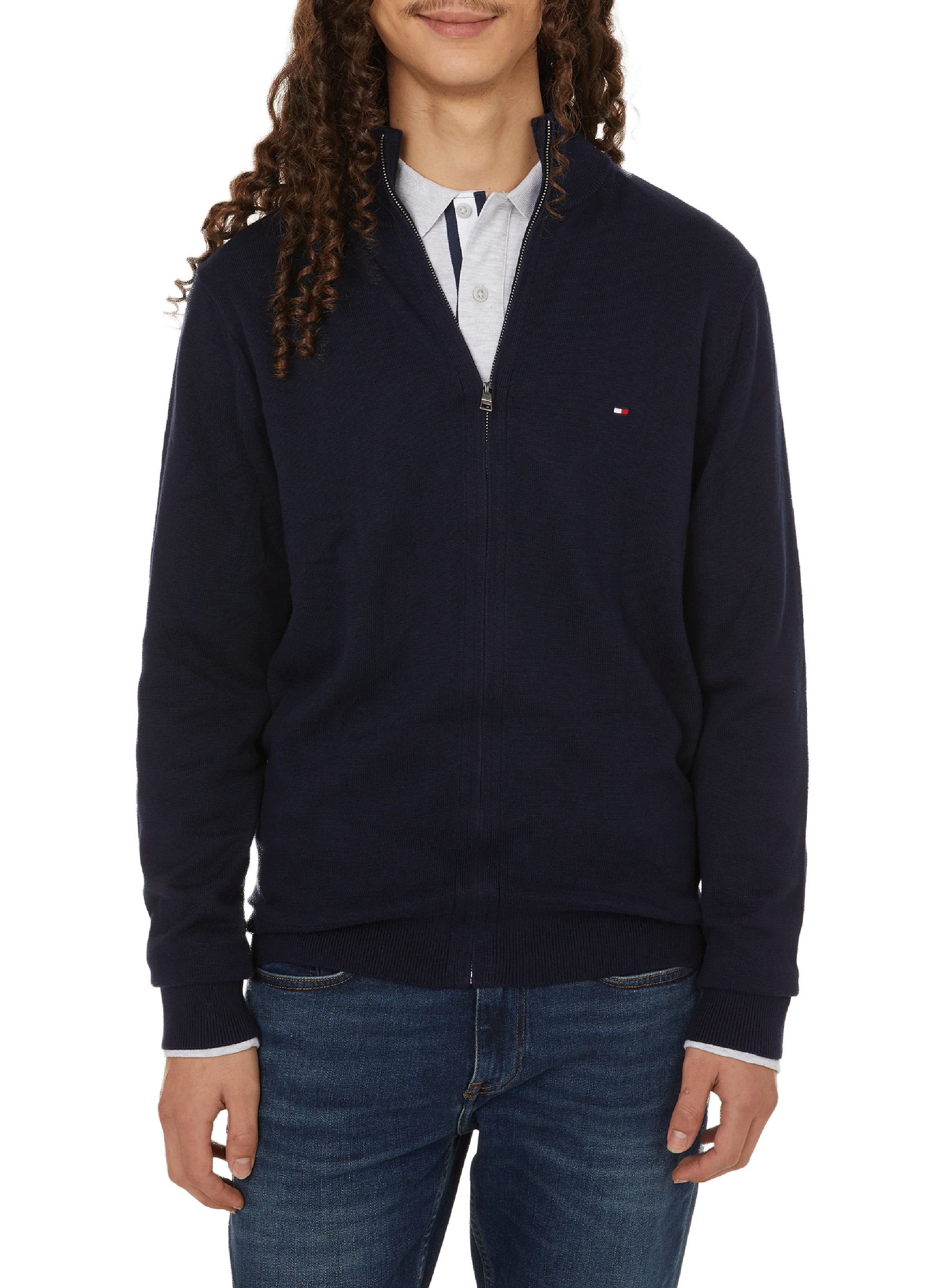 TOMMY HILFIGER Gilet en coton et cachemire Bleu