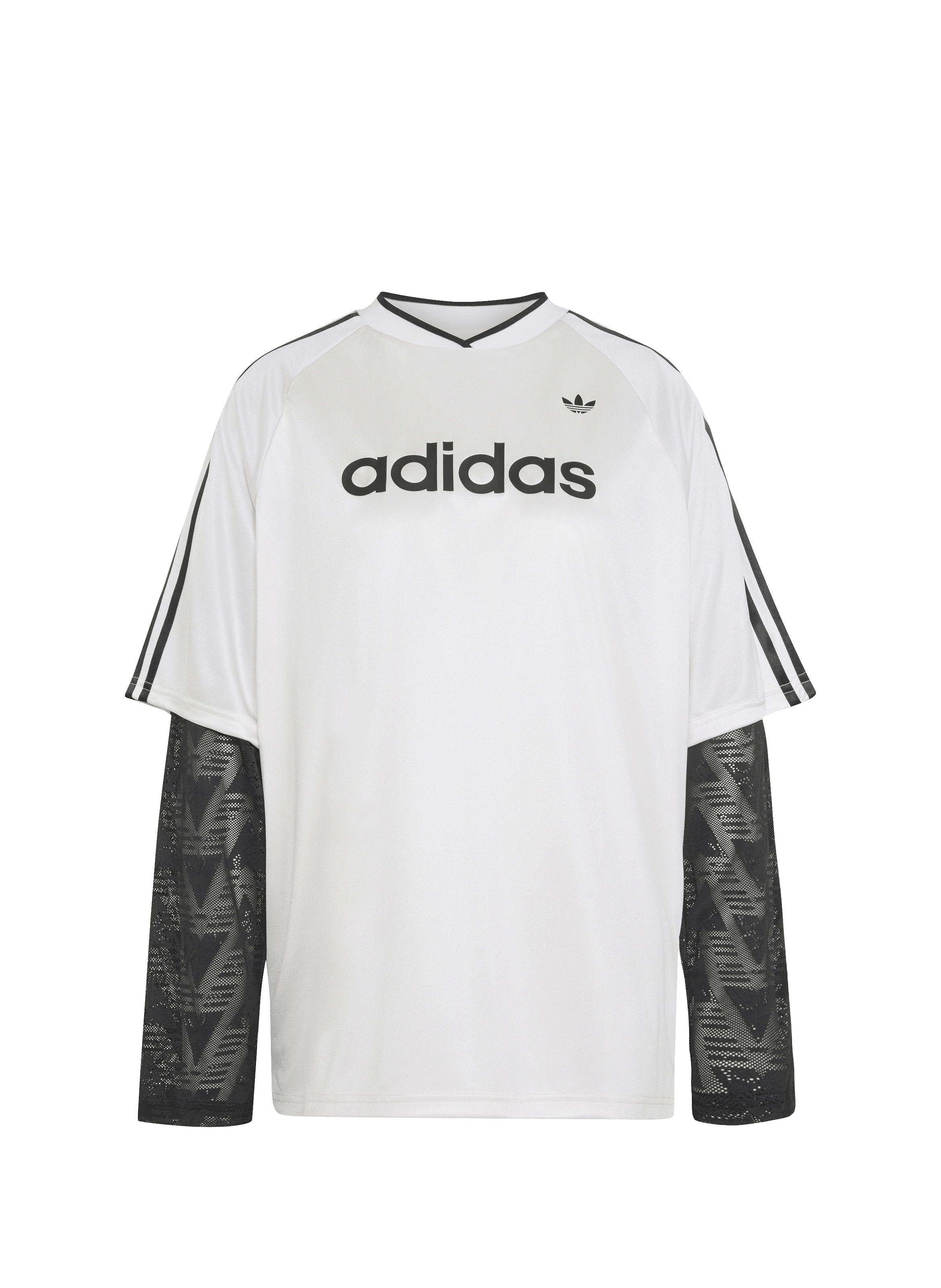 T-shirt with contrasting long sleeves lining ADIDAS White