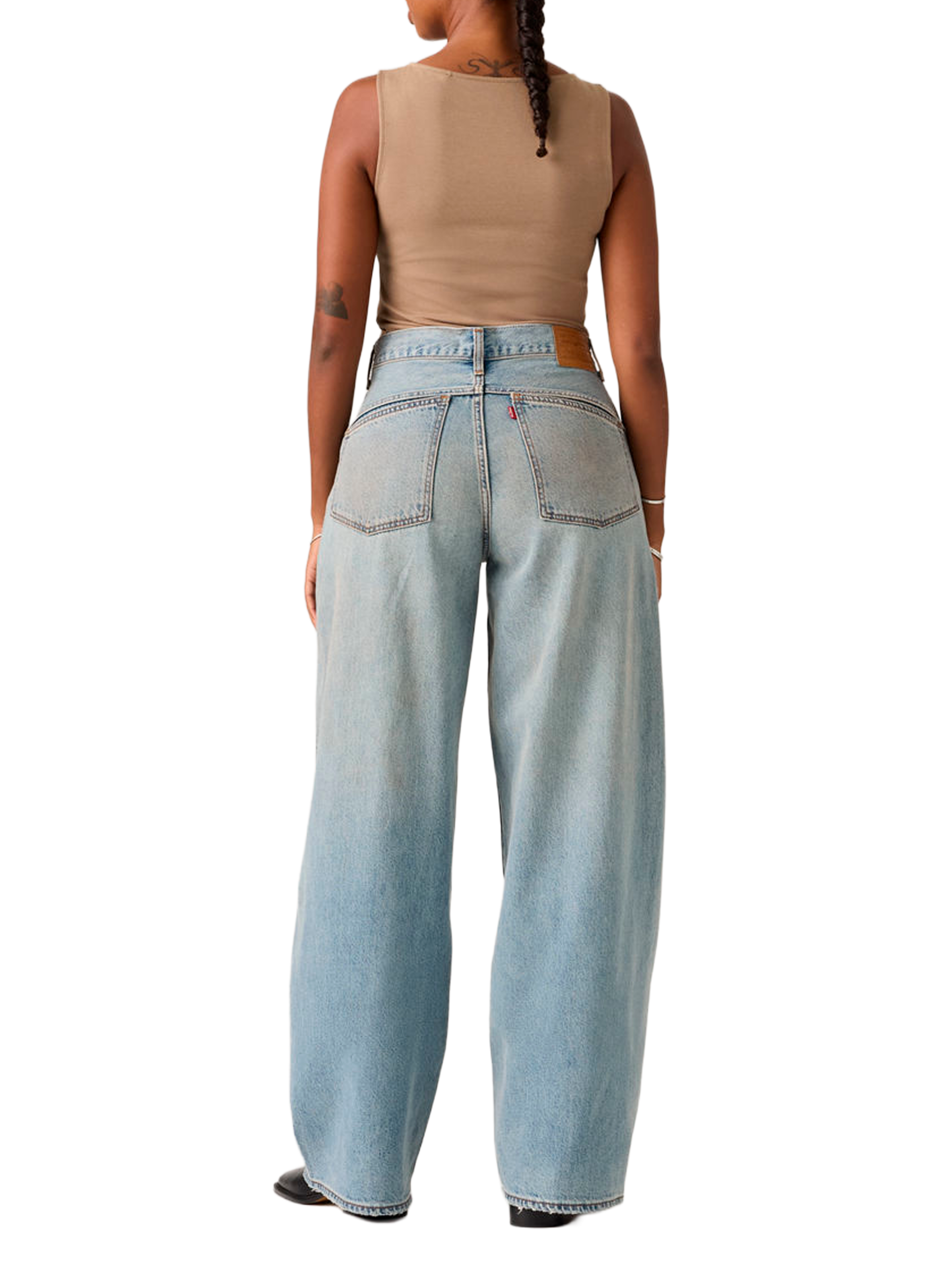 Jean super Baggy Barrel délavé en coton LEVI'S Marron