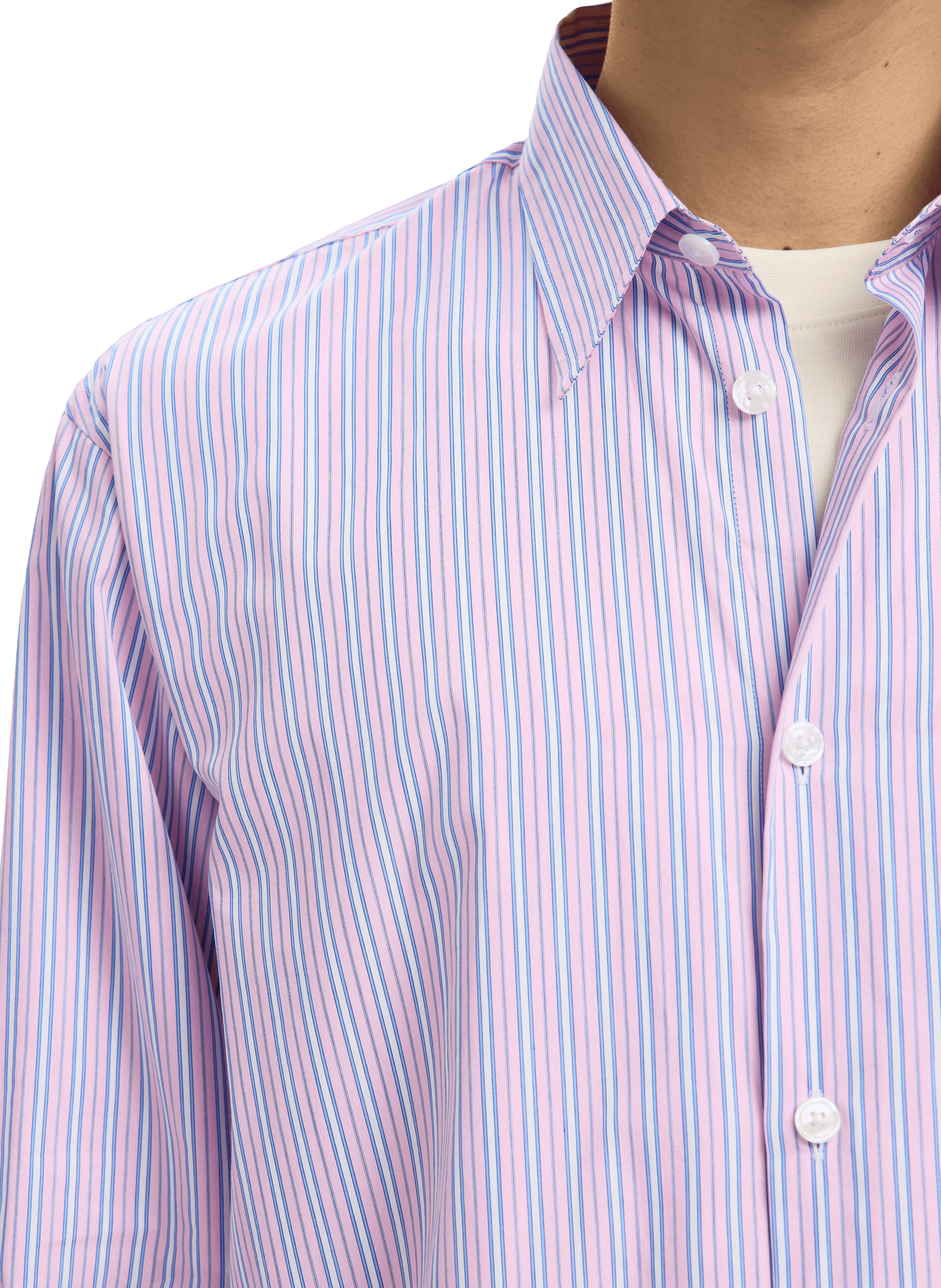 Straight striped cotton shirt SELECTED Pink