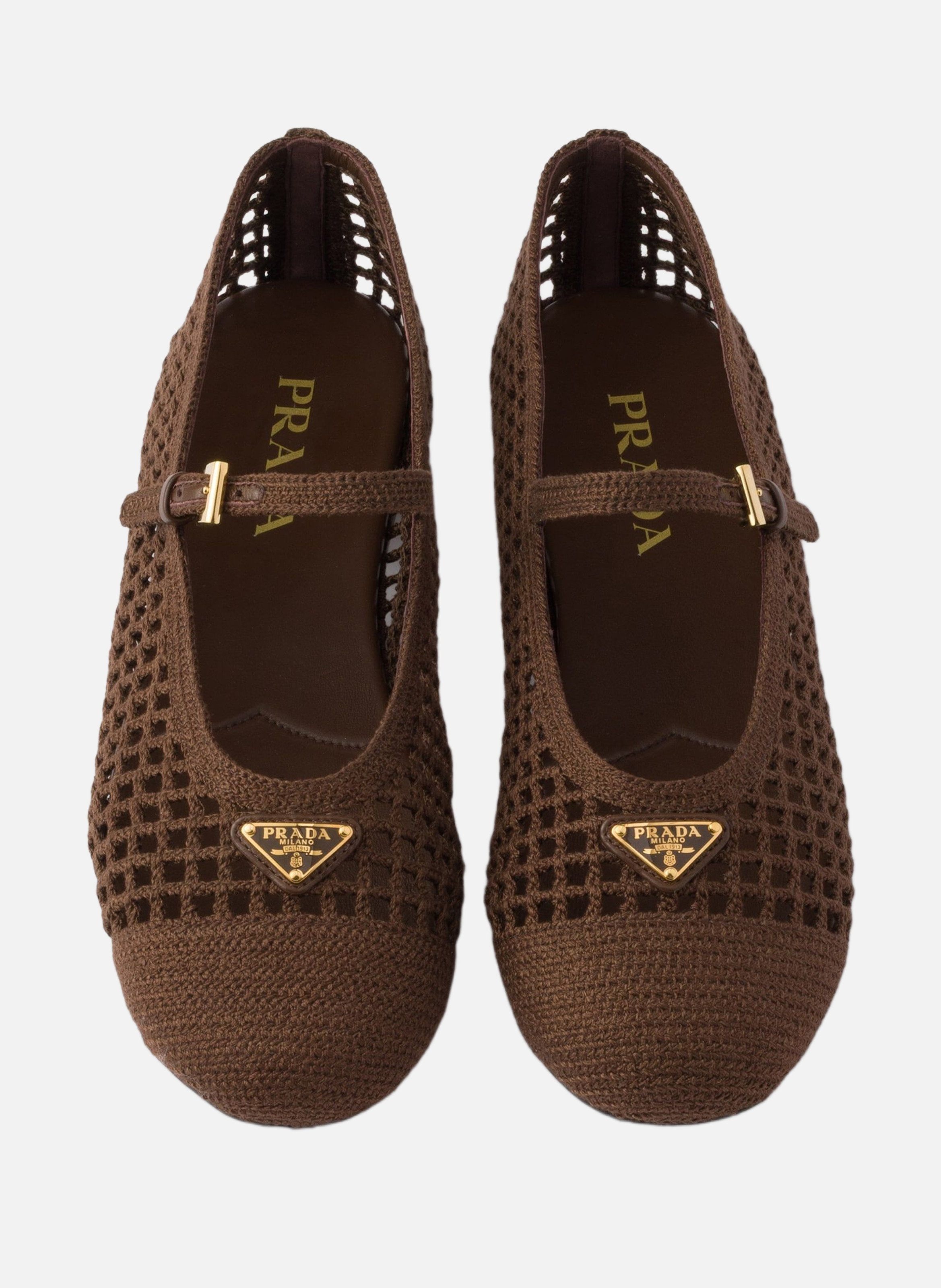 Ballerines en crochet PRADA Marron
