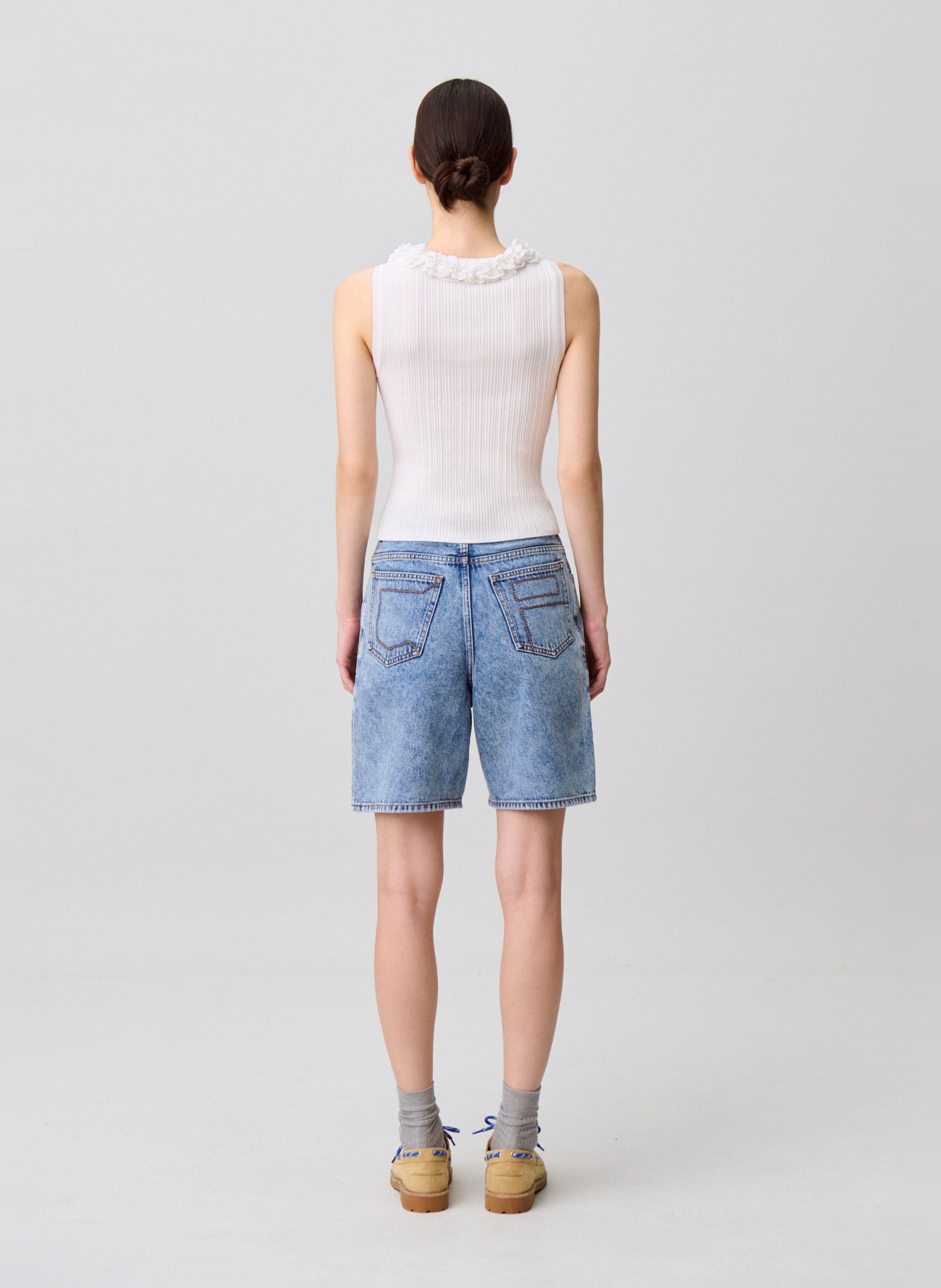 Top ajusté à volants CLAUDIE PIERLOT Blanc