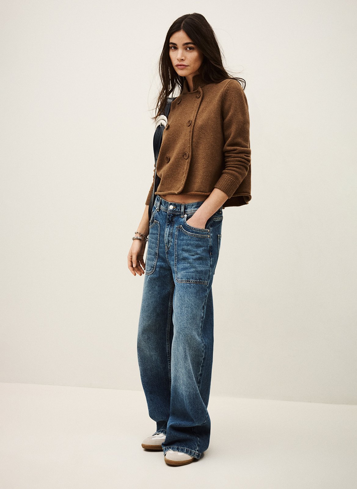 Gilet droit col montant en laine melodia BA&SH Marron