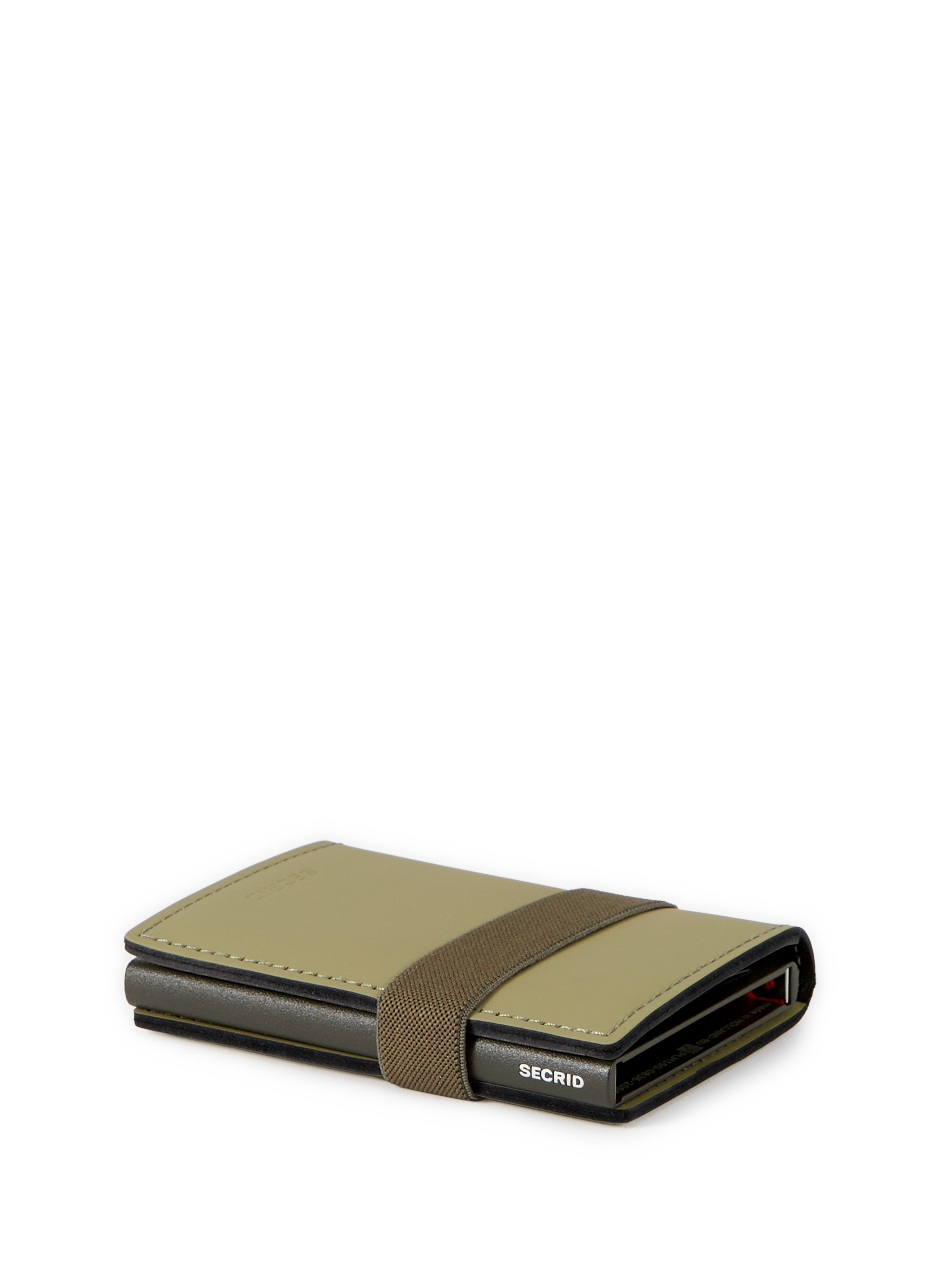Mini leather cardholder with elastic band SECRID Khaki