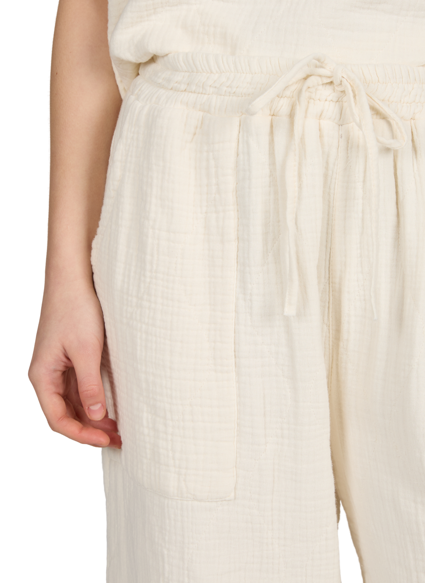 Phoenix straight quilted cotton trousers AOKYANOS Beige