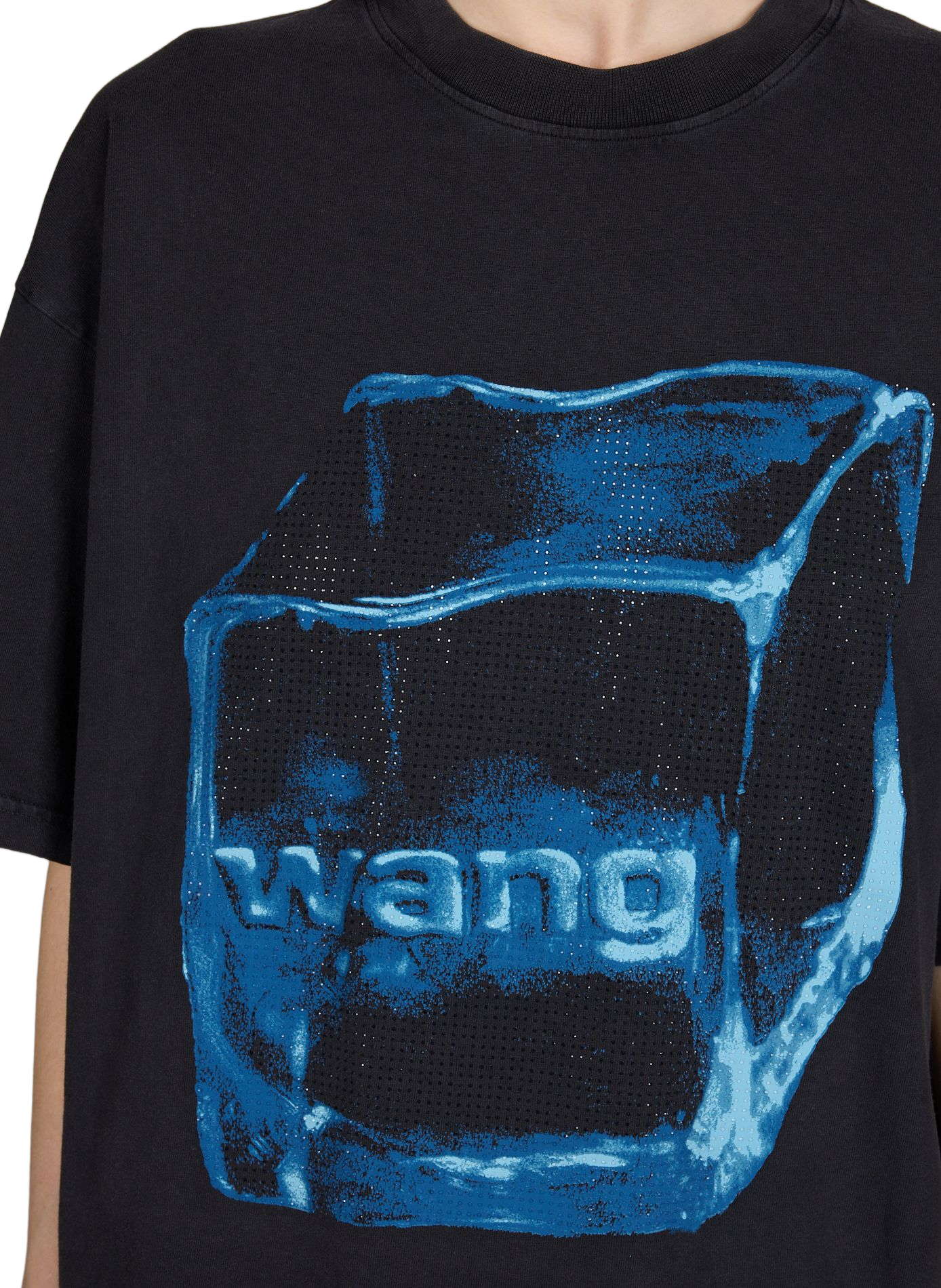 Loose-fitting T-shirt with rhinestone print ALEXANDER WANG Black