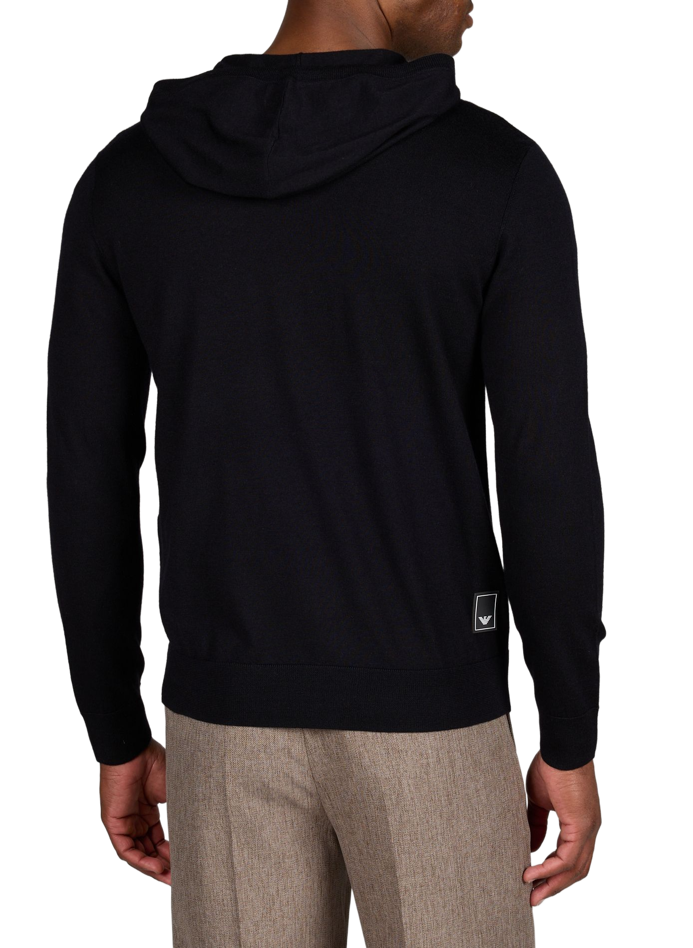 Cardigan con cappuccio in lana vergine EMPORIO ARMANI Blu