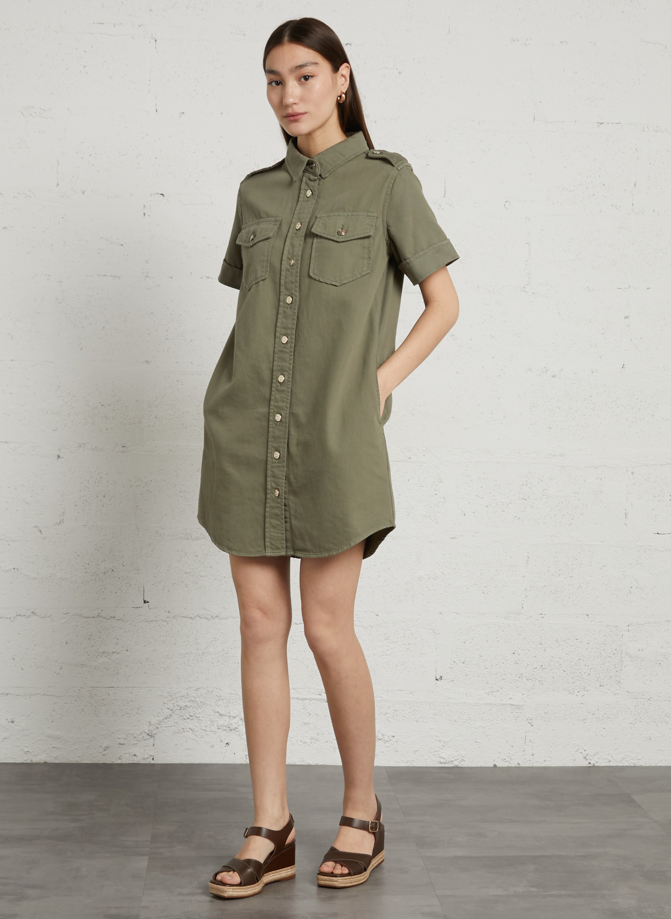 Robe midi col classique betsy MAISON 123 Vert