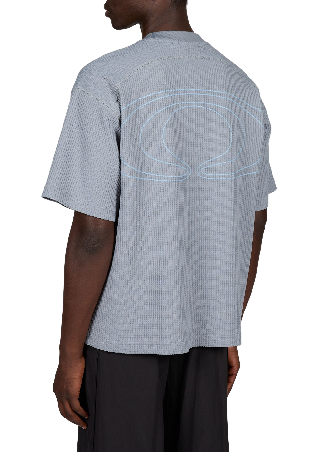 Oversized waffled knit T-shirt RAINS Blue