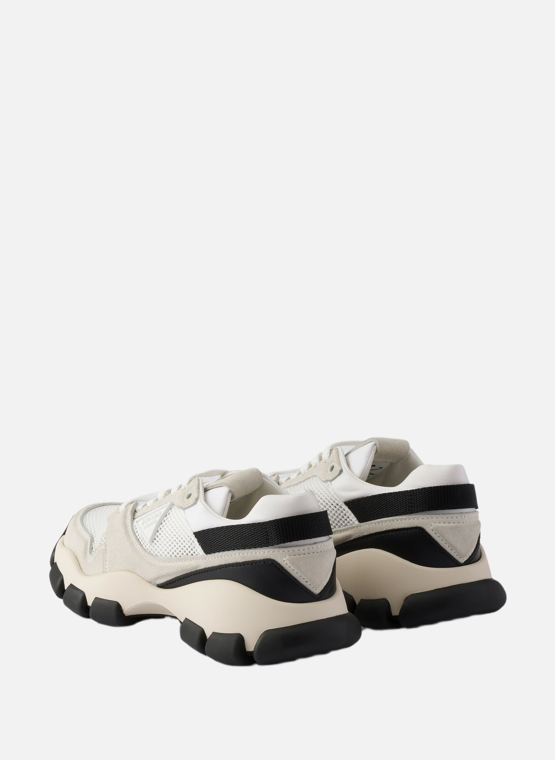 Baskets en tissu mesh et en suède PRADA Blanc