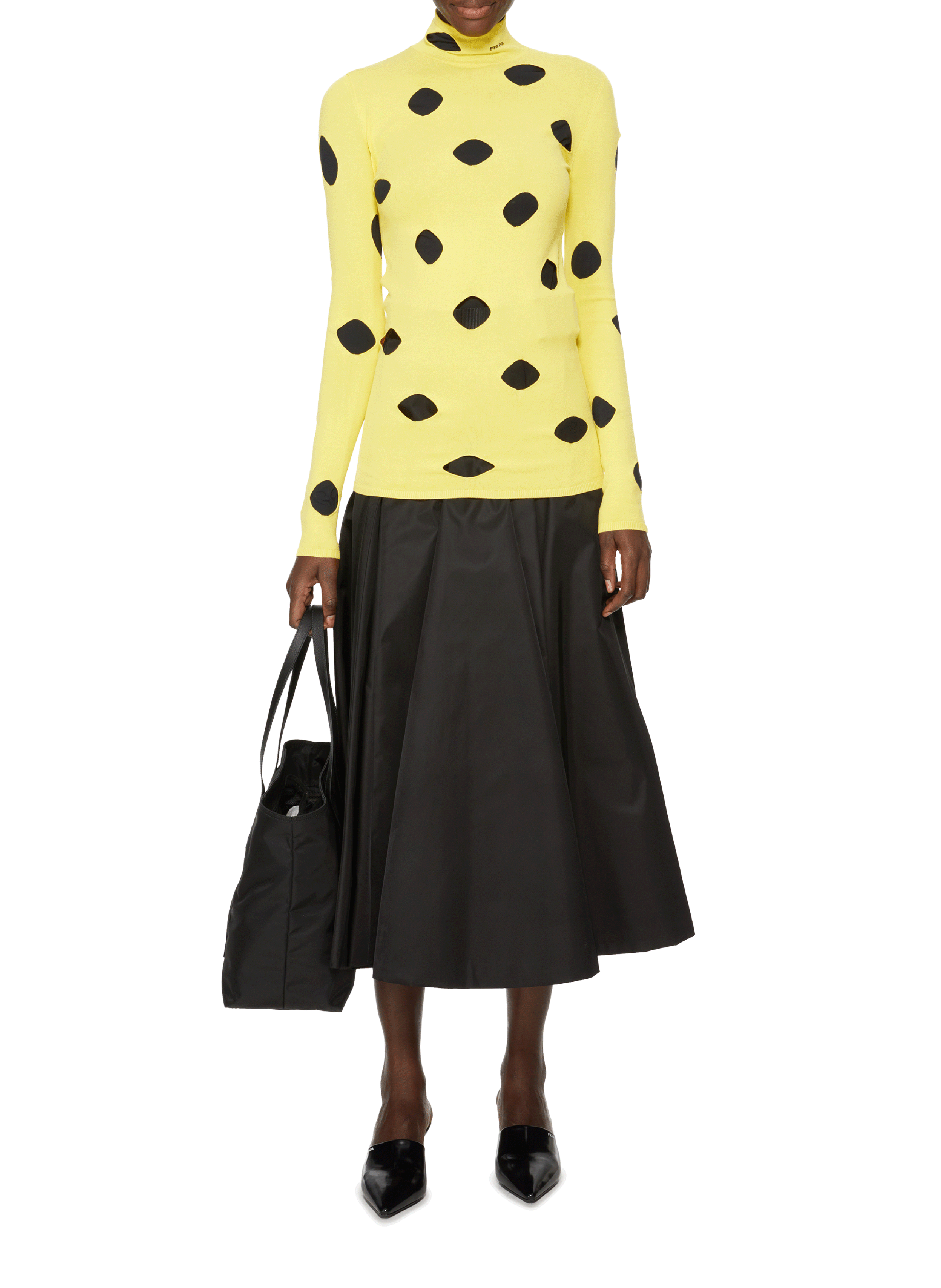 Pull en maille à découpes PRADA Jaune