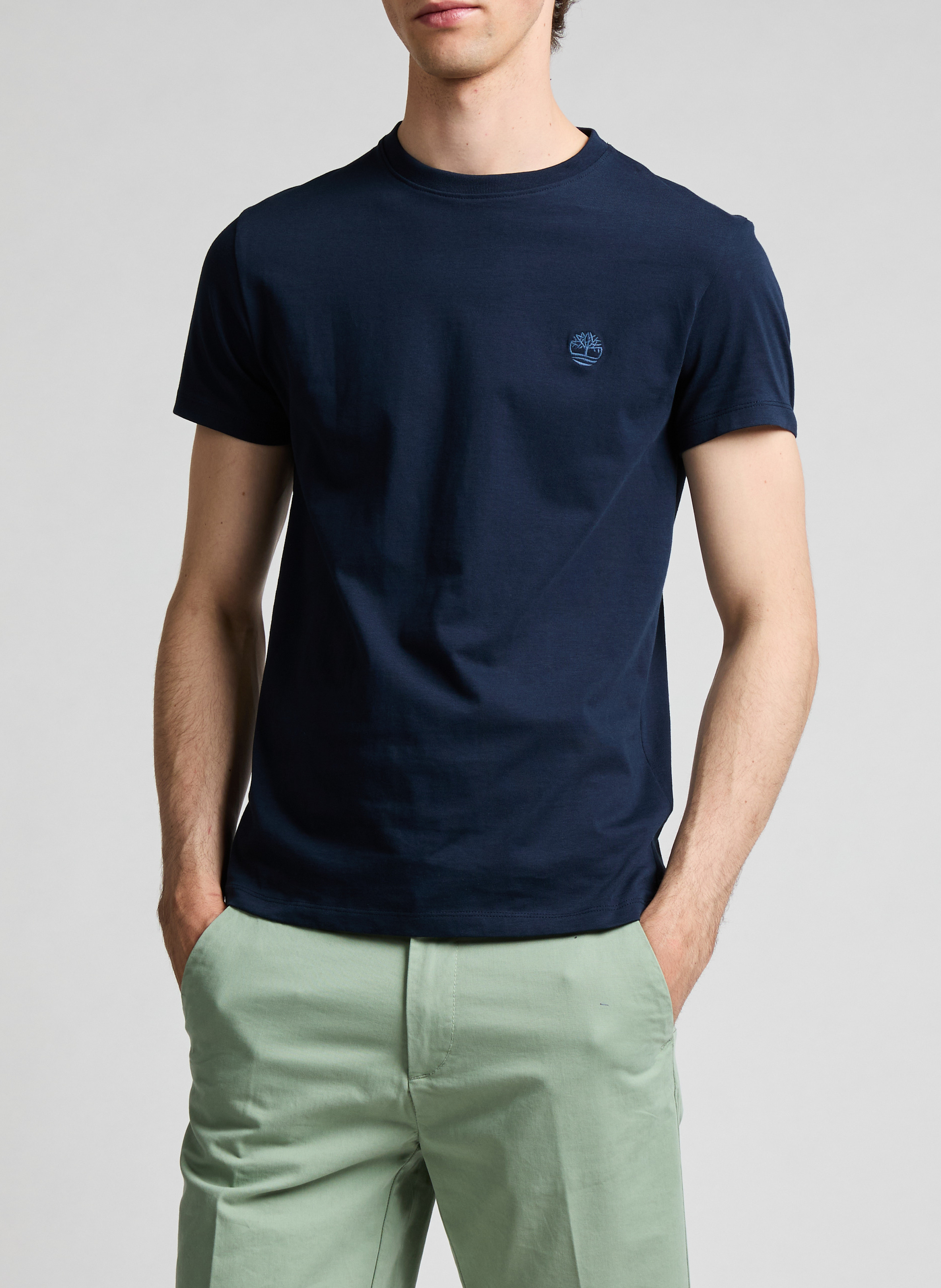 T-shirt slim en coton TIMBERLAND Bleu