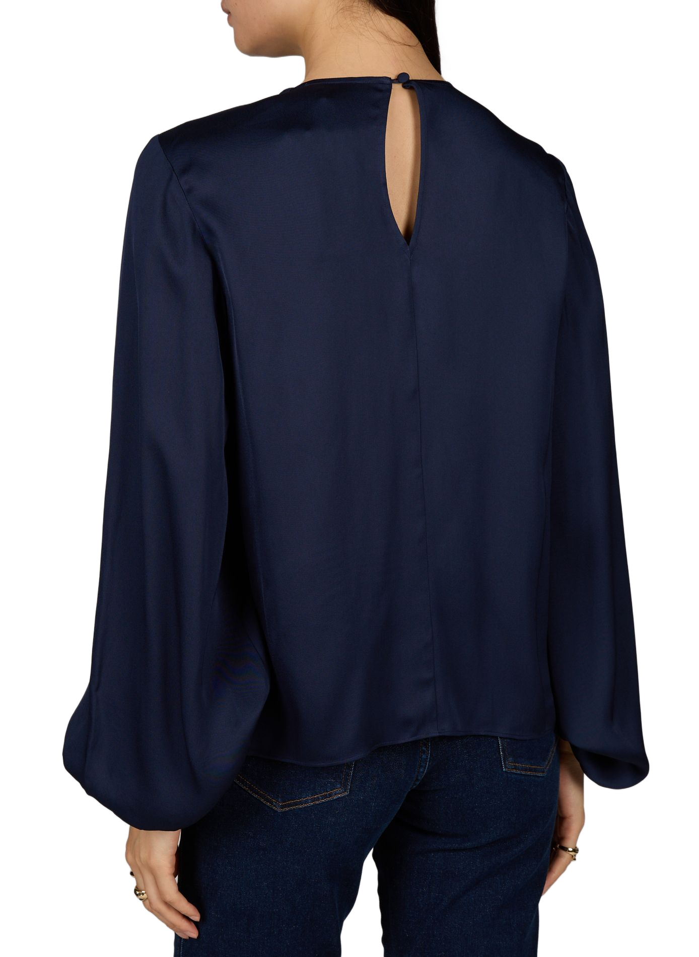 Satinierte Bluse mit V-Ausschnitt GUESS Blau