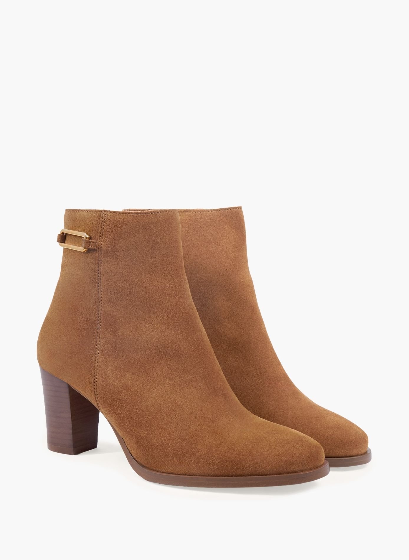 Bottines bijoux talon zélie cuir daim JULES & JENN Marron