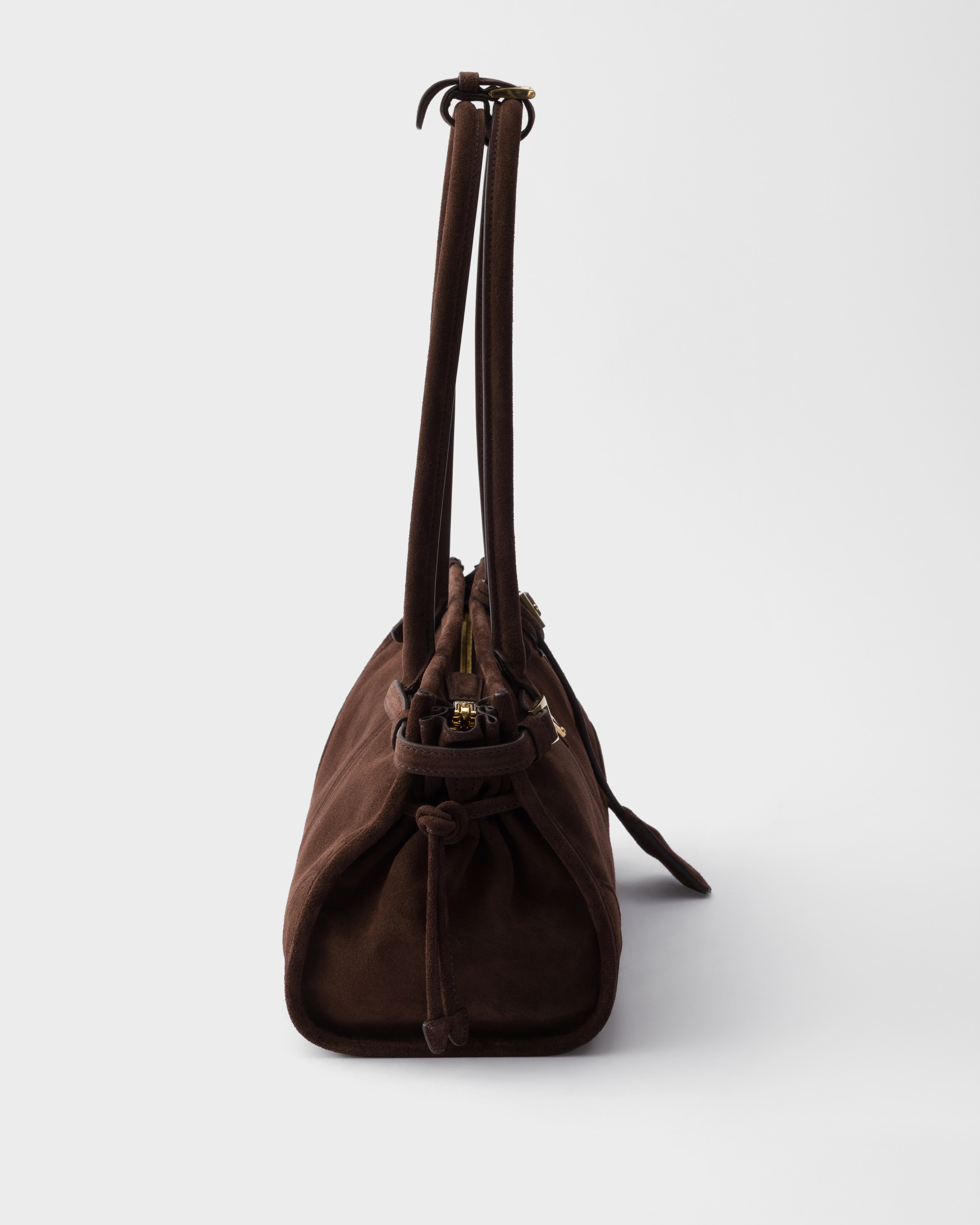 Sac prada bonnie moyen en veau velours PRADA Marron