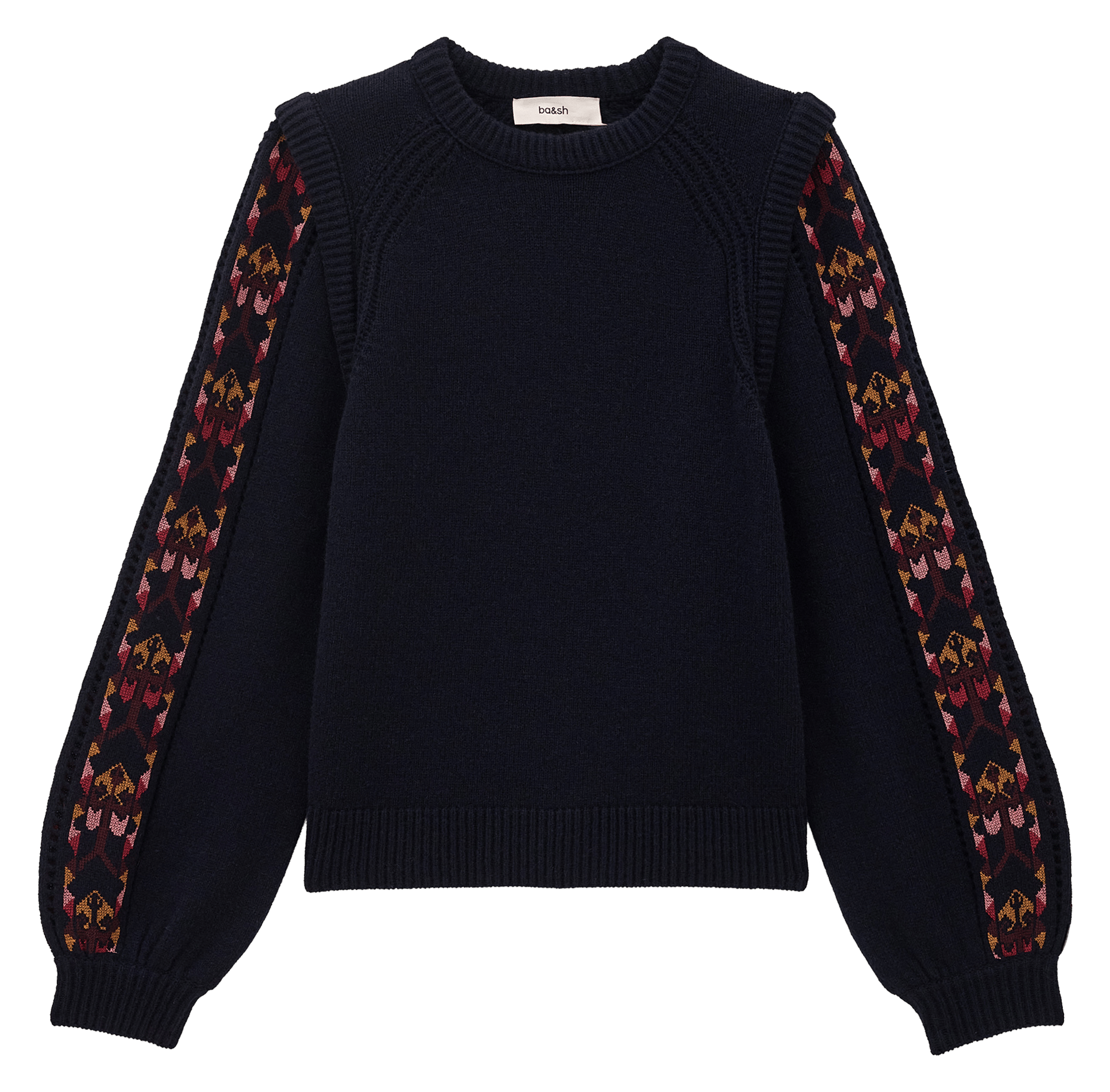 Pull brodé en maille de laine elda BA&SH Bleu