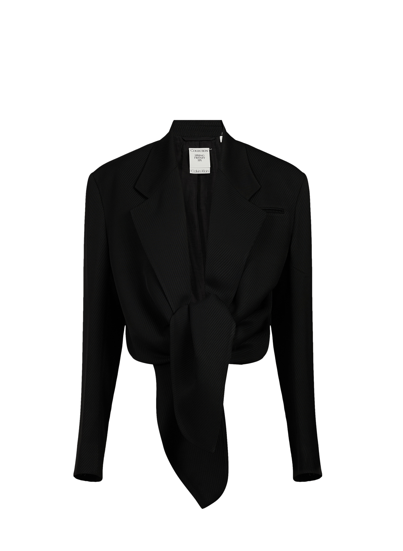 Ribbed jacket with tied belt CALVIN KLEIN COLLECTION Black