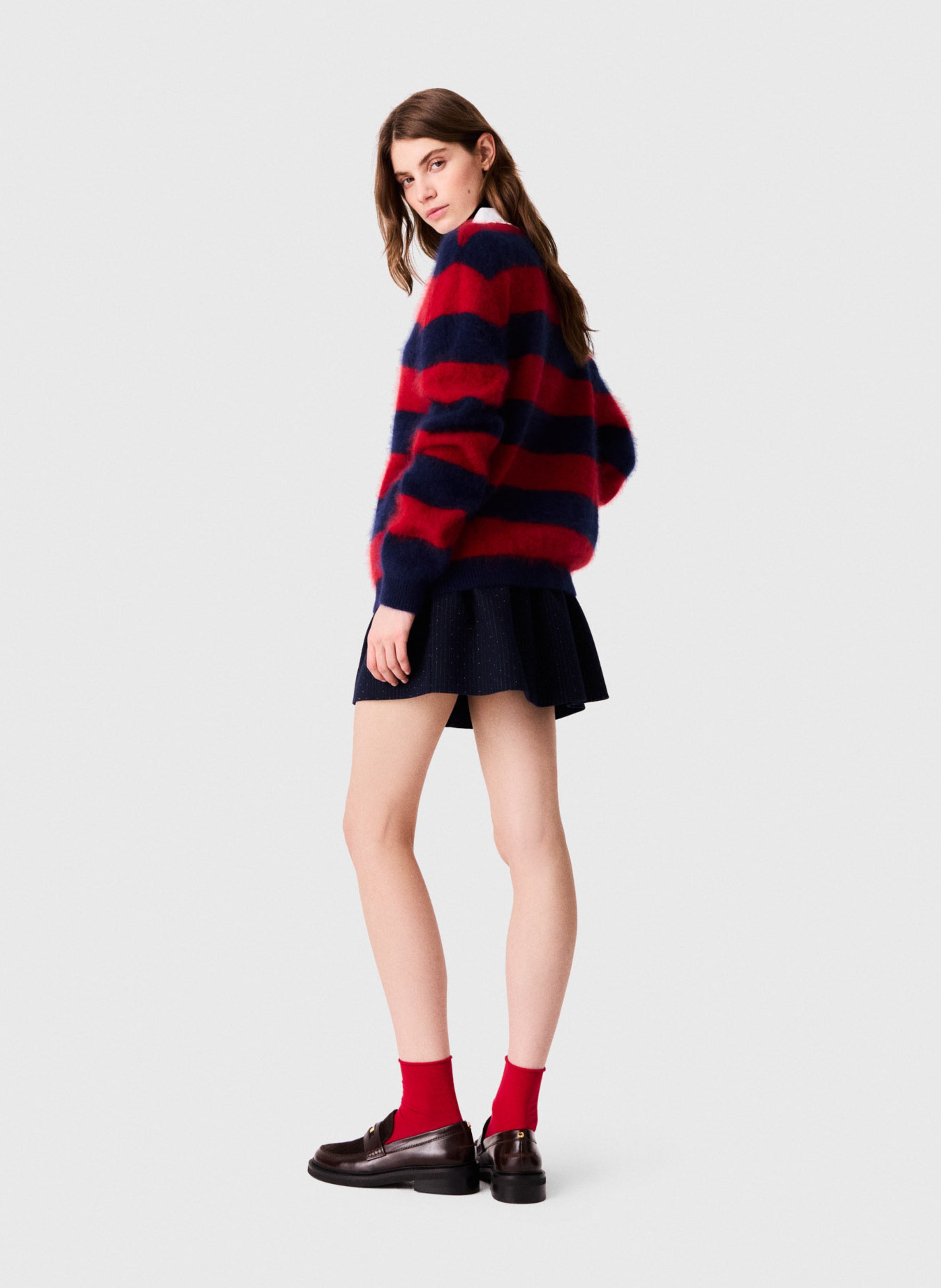 Pull col polo en laine mélangée MAJE Rouge
