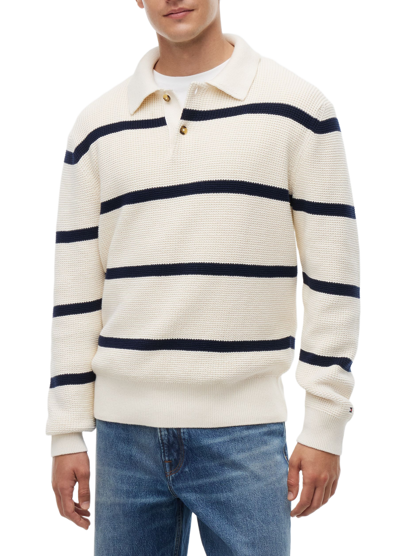 Pull col polo droit à rayures TOMMY HILFIGER Multicolore