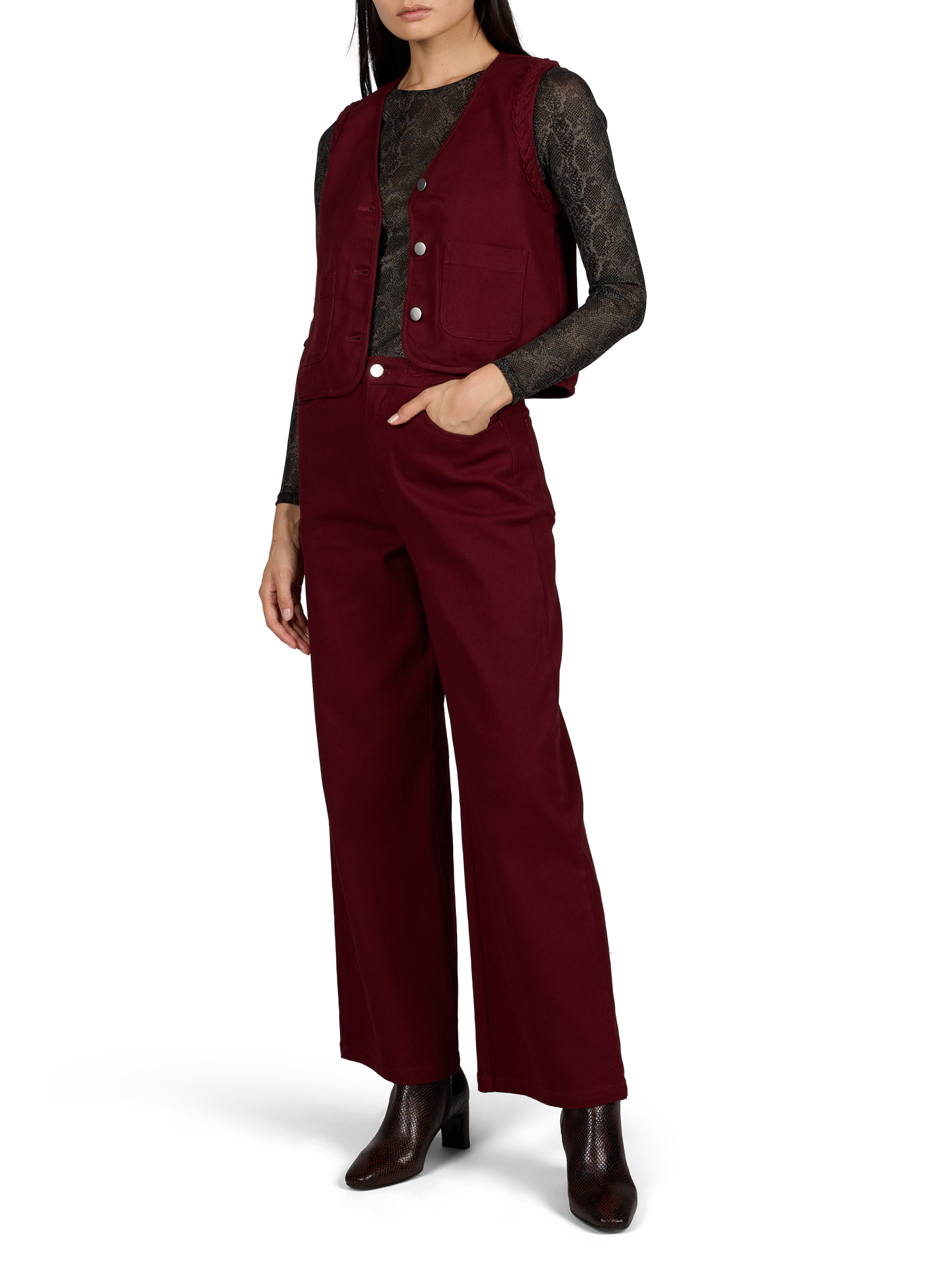 Wide cotton jeans  VILA Red