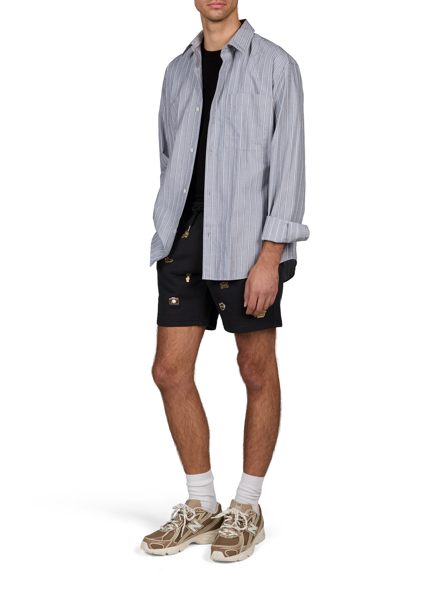 Printed cotton straight shorts BARBOUR Black