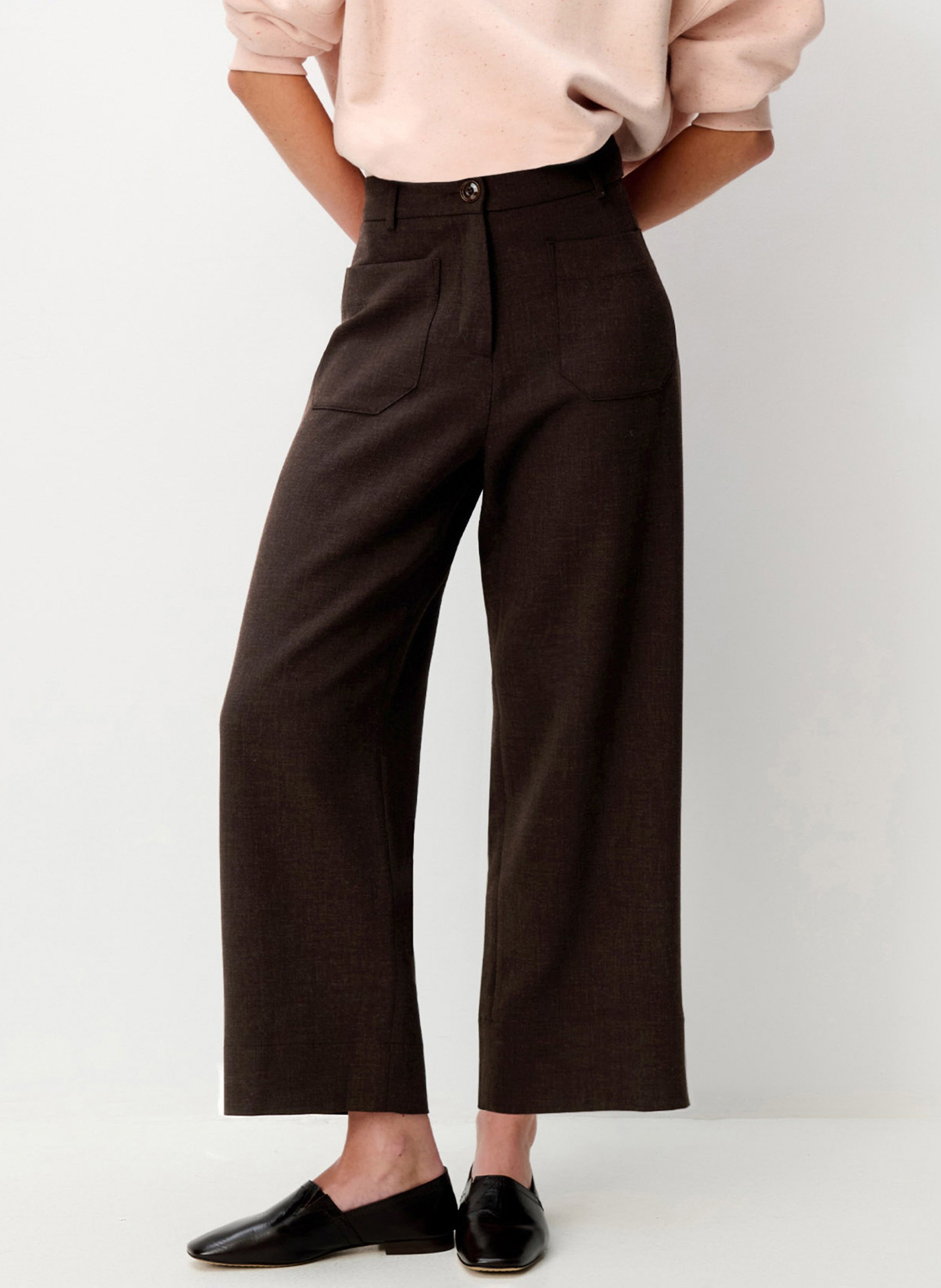 Pantalon droit à jambes raccourcies hudkin SESSUN Marron
