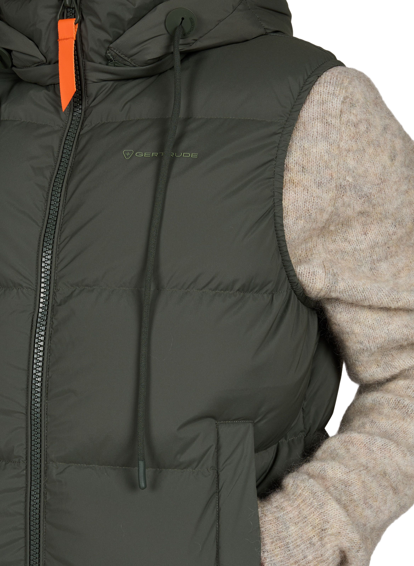 Sleeveless quilted hooded puffer jacket GERTRUDE Green