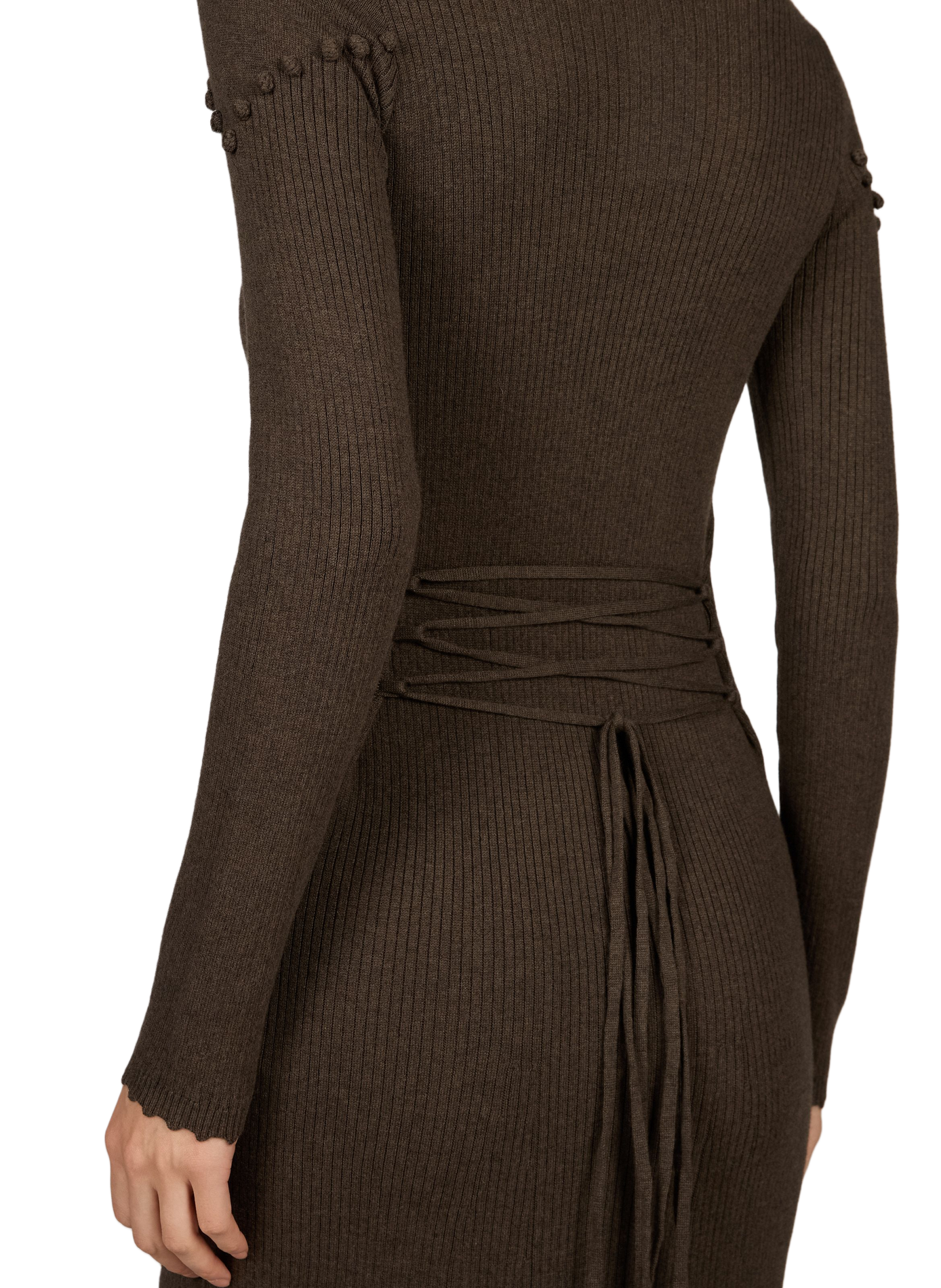 Fitted maxi dress in wool and cotton LOUISE MISHA Brown