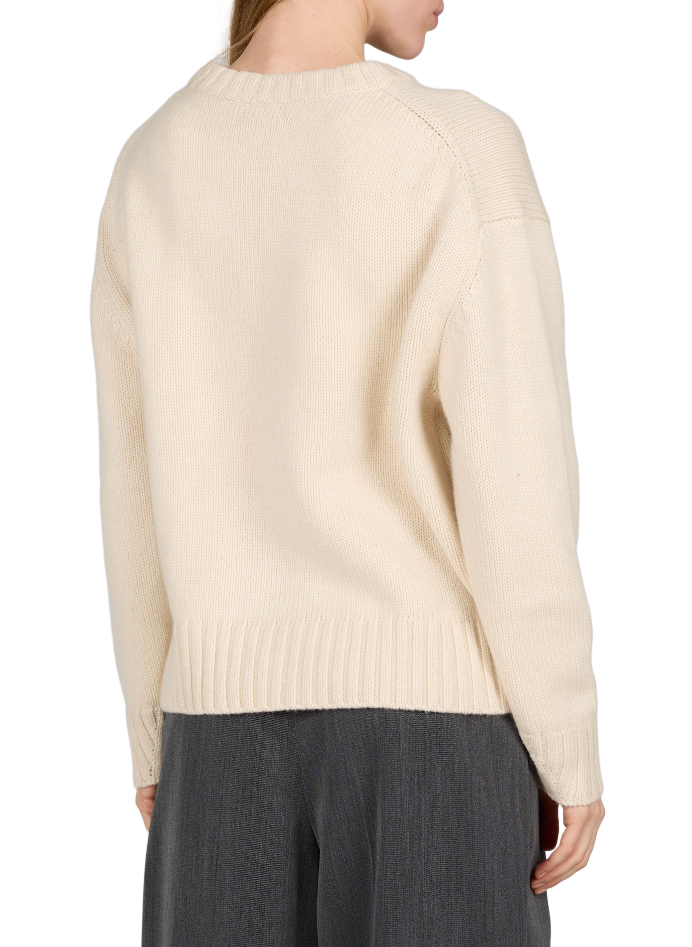 Oversized round-neck wool and cashmere sweater ALMADA Beige