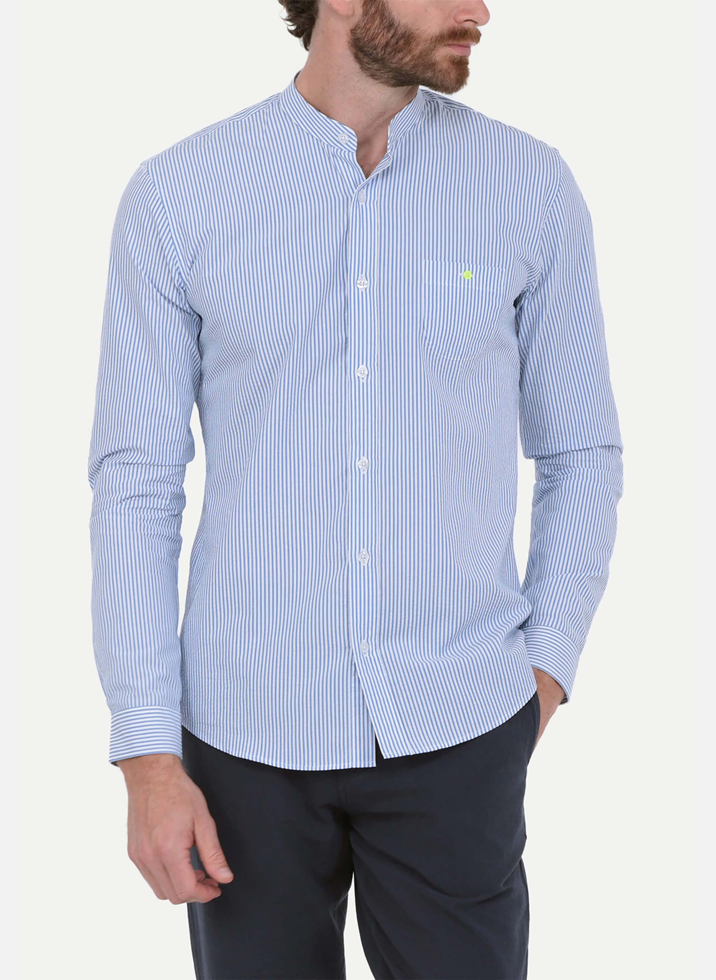 Chemise  en coton seersucker GILI'S Bleu