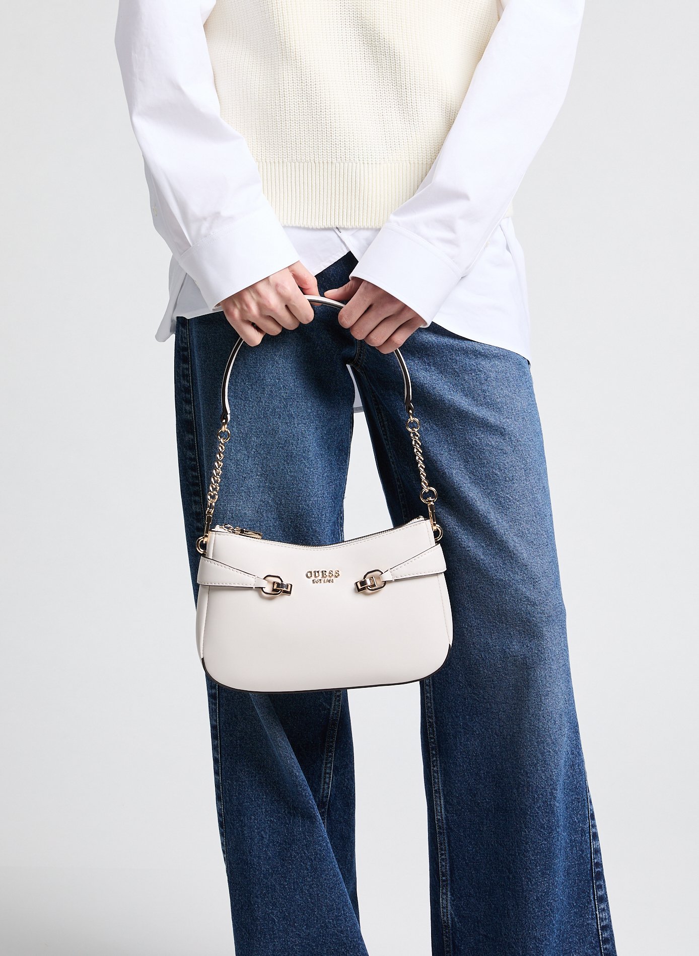 Smooth shoulder bag GUESS Beige