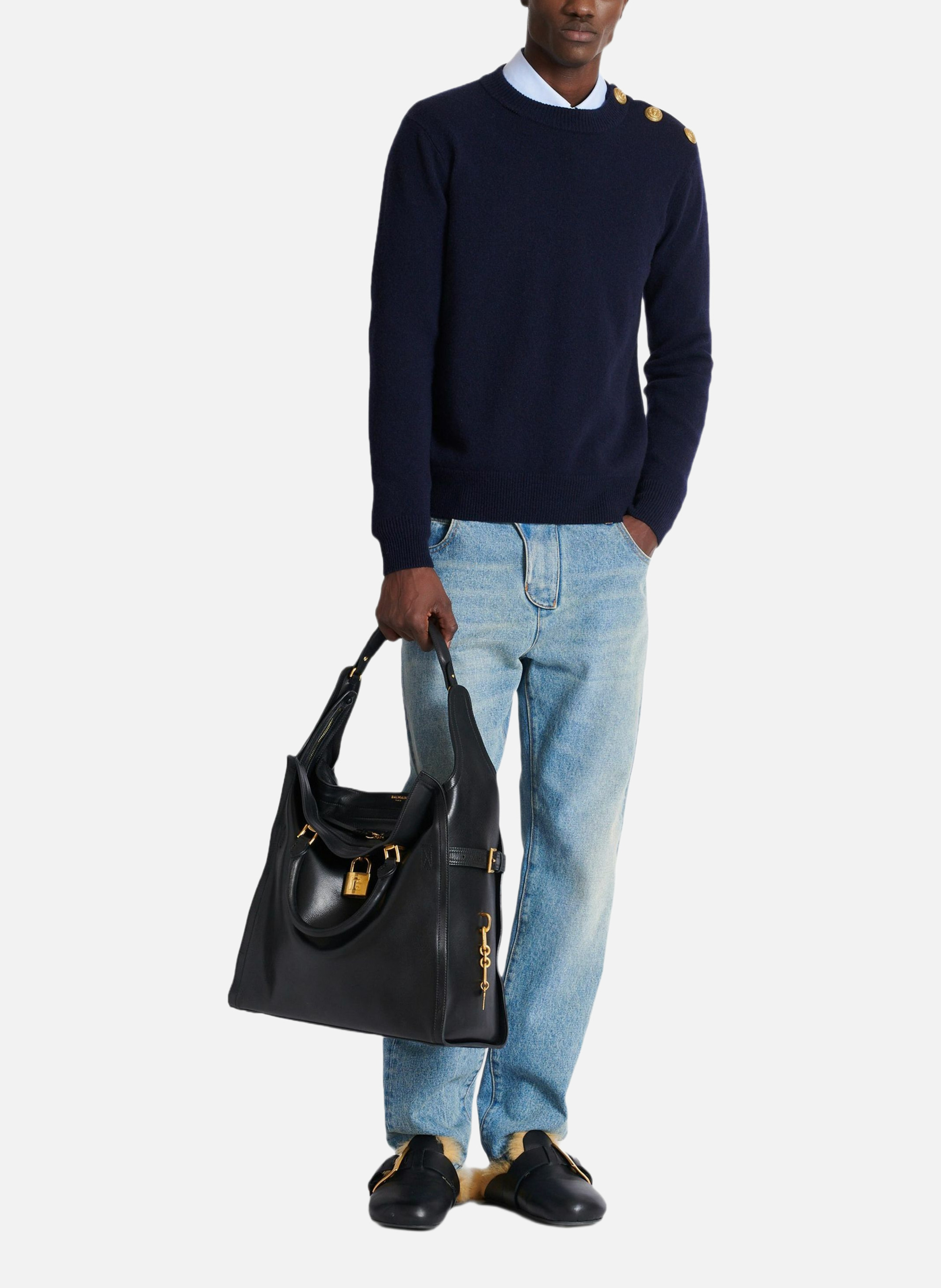 Jean regular en denim BALMAIN Bleu