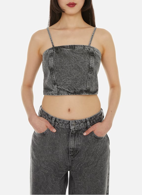 Denim crop top Grey by ROTATE ROTATE Denim crop top Grey